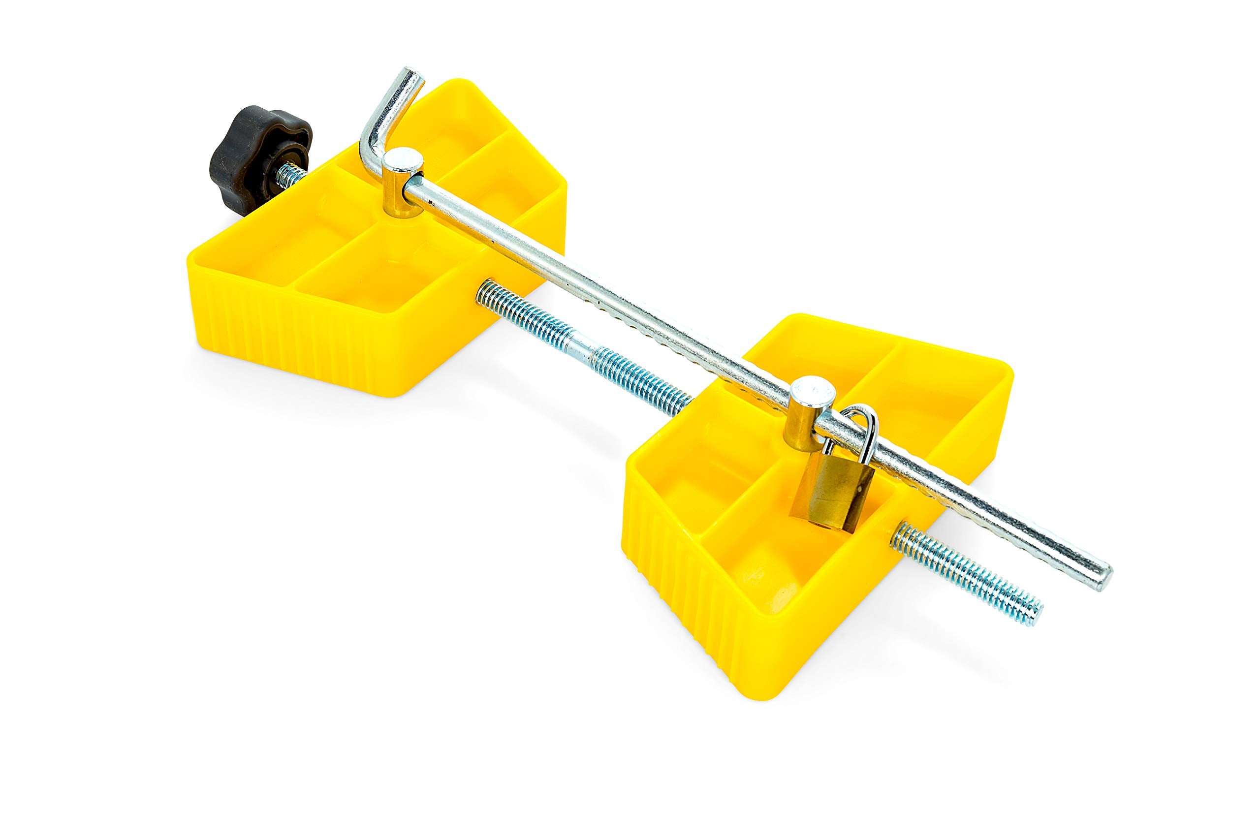 Camco Wheel Stop RV with Padlock- Stabilizes Your Trailer by Securing Tandem Tires to Prevent Movement While Parked- 26" to 30" Tires- Large (44642)