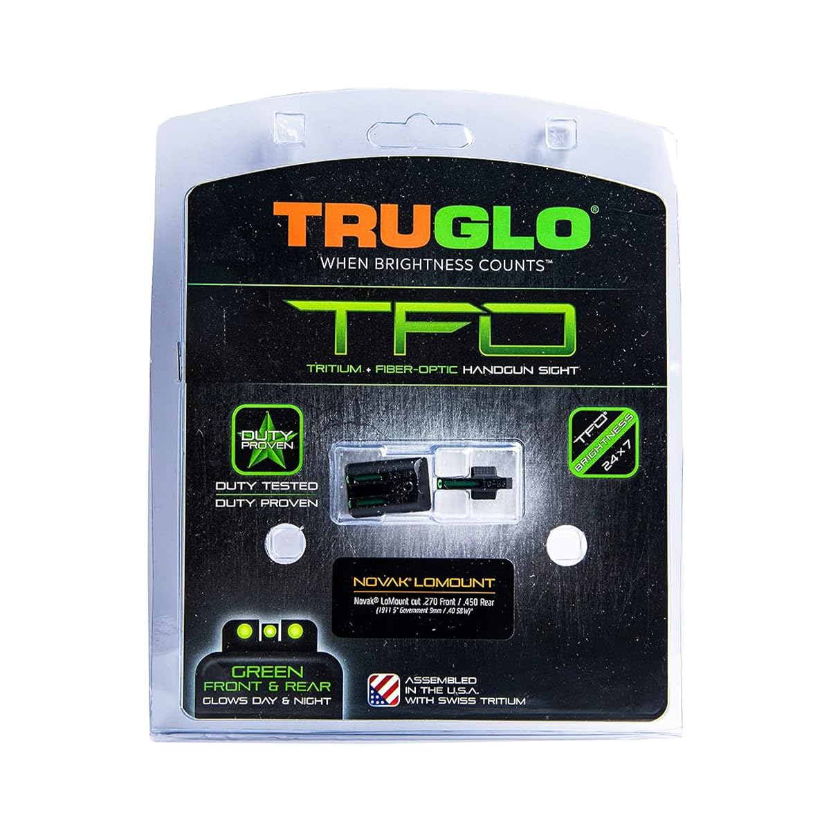 TFO TRUGLO Handgun Sight Set - Fits Novak LoMount Cut .270/.450