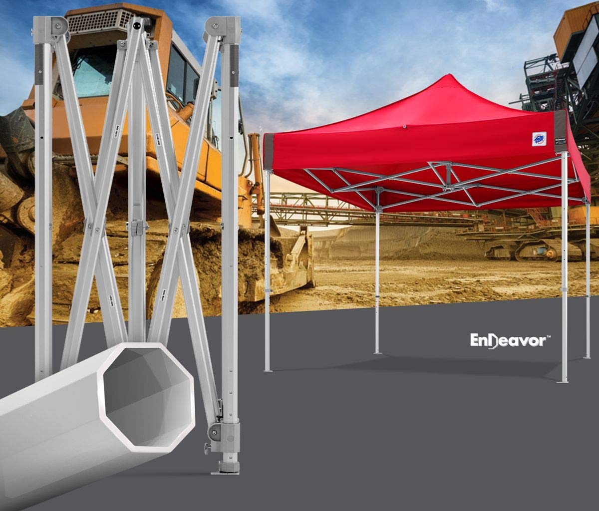 E-Z UP Instant Shelter Endeavor Canopy, 10' x 10', Octagonal-Legged Aluminum Frame, Professional Grade Black Top, 100 Sq' of Shade