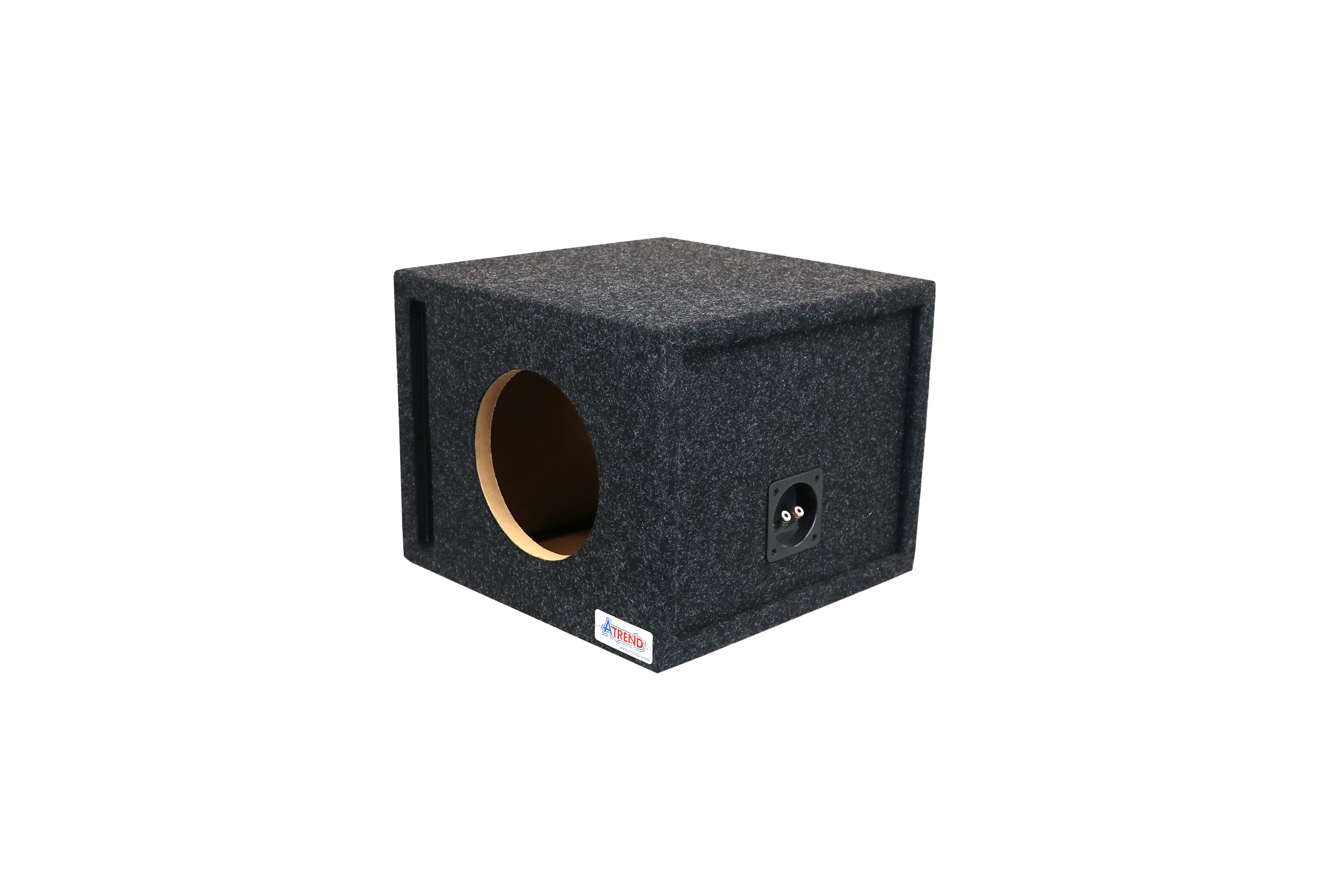 Atrend 8 inch SPL Tune Single Vented Subwoofer Box - Improves Audio Quality, Sound & Bass - Woofer Specific Enclosure Certified - Designed, Engineered in USA - Nickel Finish Speaker Terminal