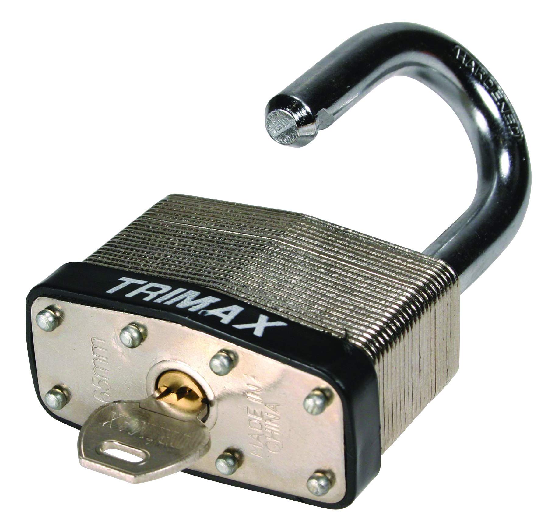 Trimax Dual Locking TLM100 40mm Solid Steel Laminated Padlock with 1" x 1/4" Dia. Shackle