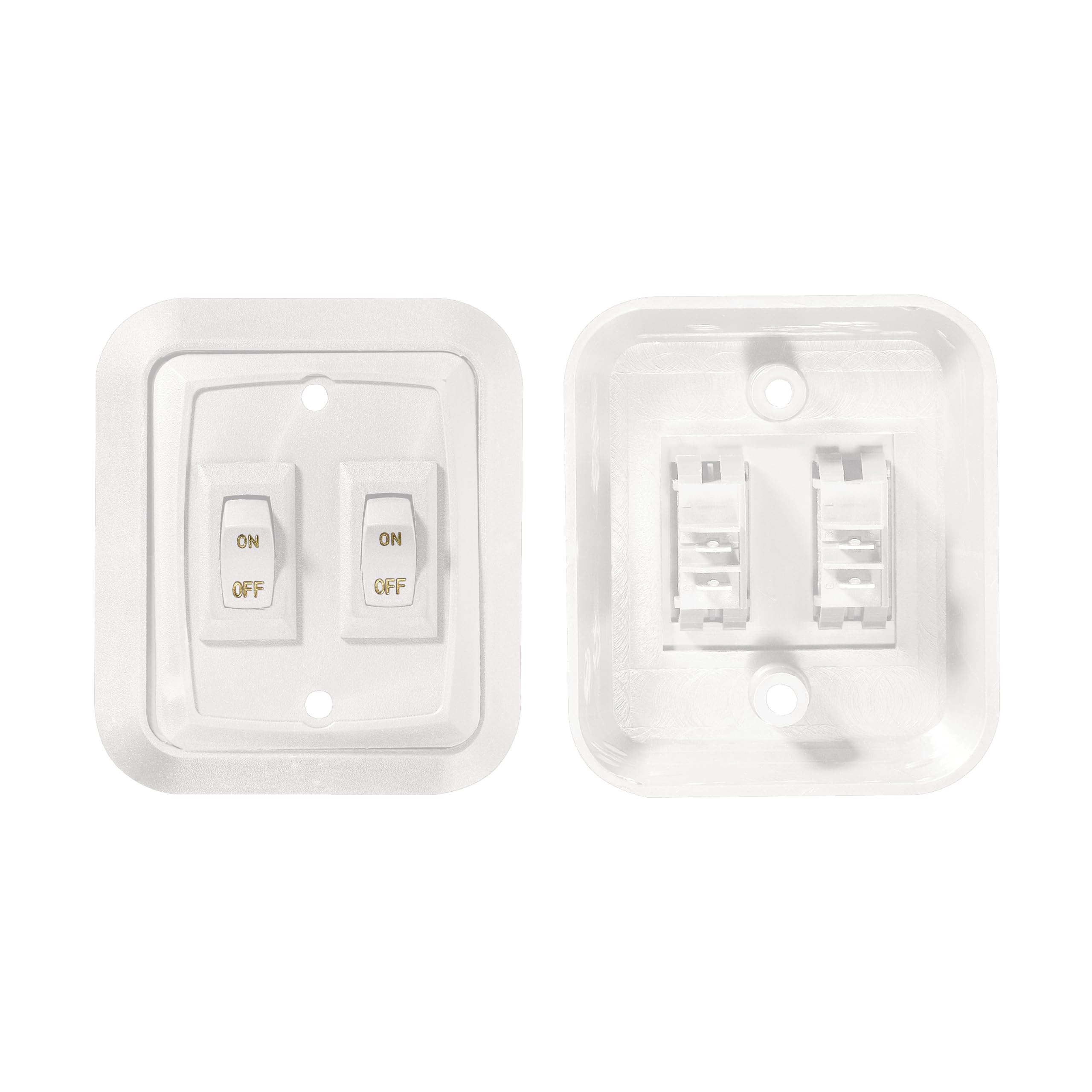 Wall Plate Switch RV Designer S657, Double, White, 3.53" x 2.39", On/Off - SPST