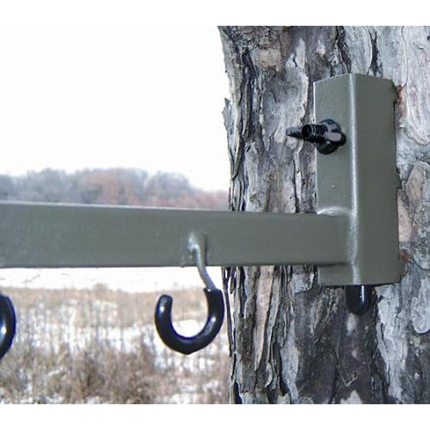 HME Easy-to-Attach High-Quality Secure Better Tree Stand Bow Hanger - Includes Two Accessory Hooks and Three Mounting Screws