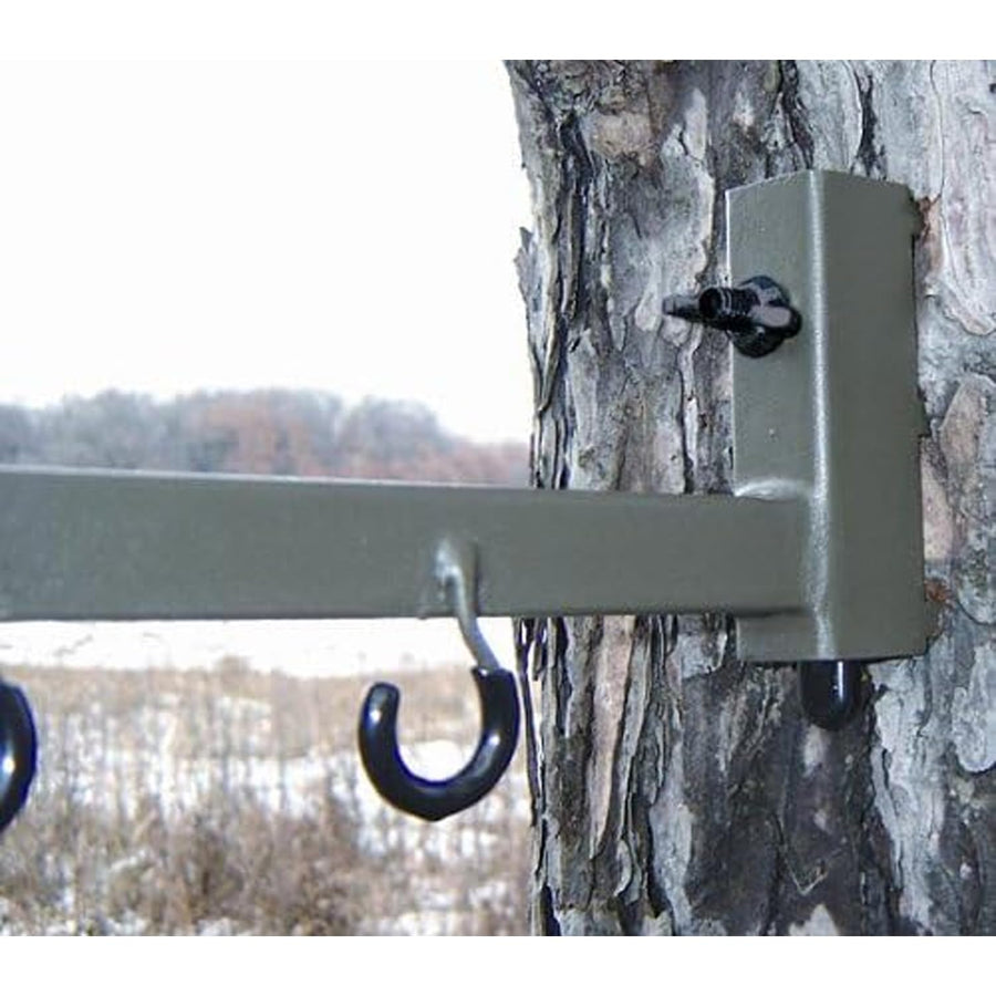 HME Easy-to-Attach High-Quality Secure Better Tree Stand Bow Hanger - Includes Two Accessory Hooks and Three Mounting Screws