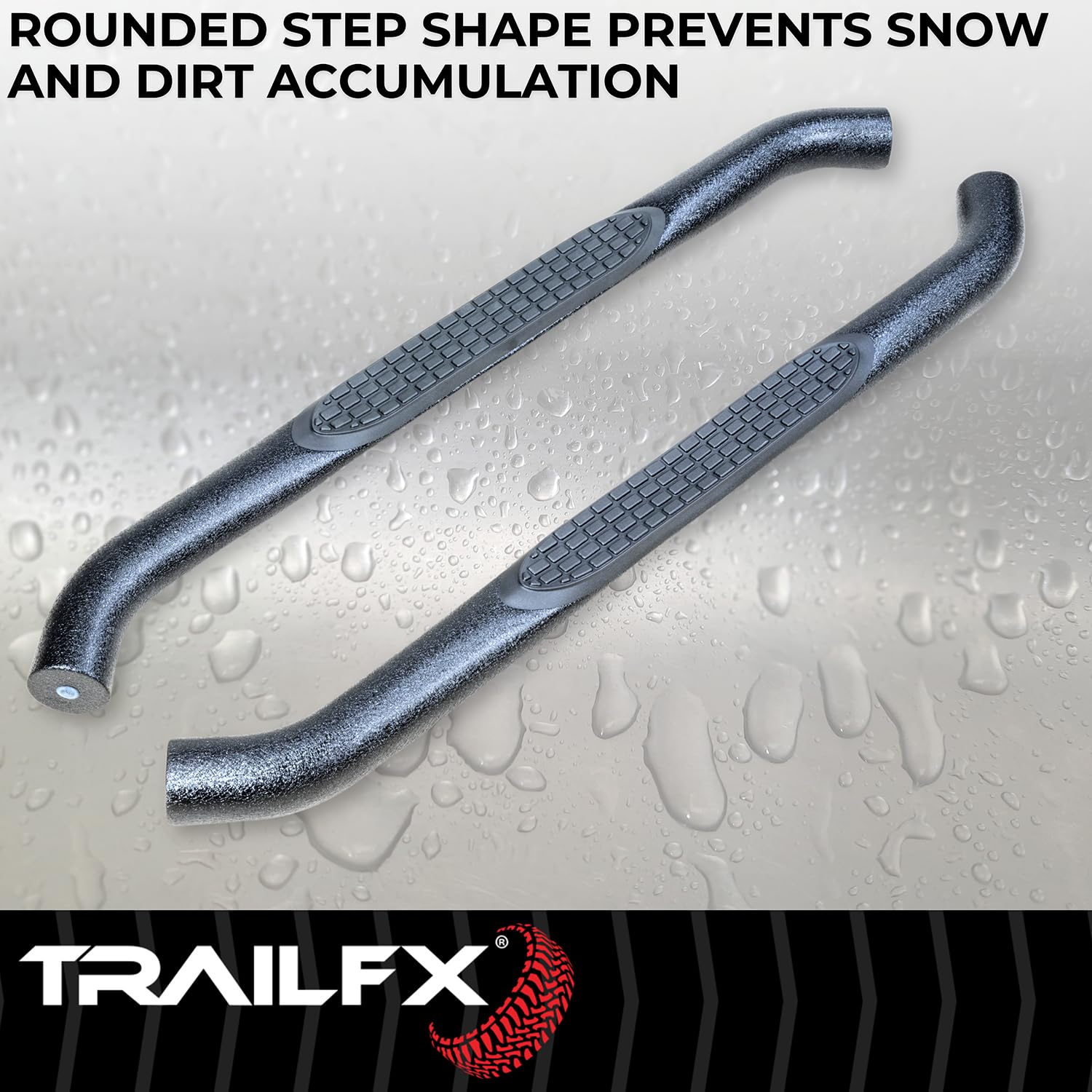 TrailFX Side Steps Nerf Bar Fits Jeep Wrangler JK 2-Door 2007-2018 Black Powder Coated Steel 3-Inch Round Bent Rocker Panel Mount Set of 2 Running Boards with Mounting Hardware TrailFX A0027T