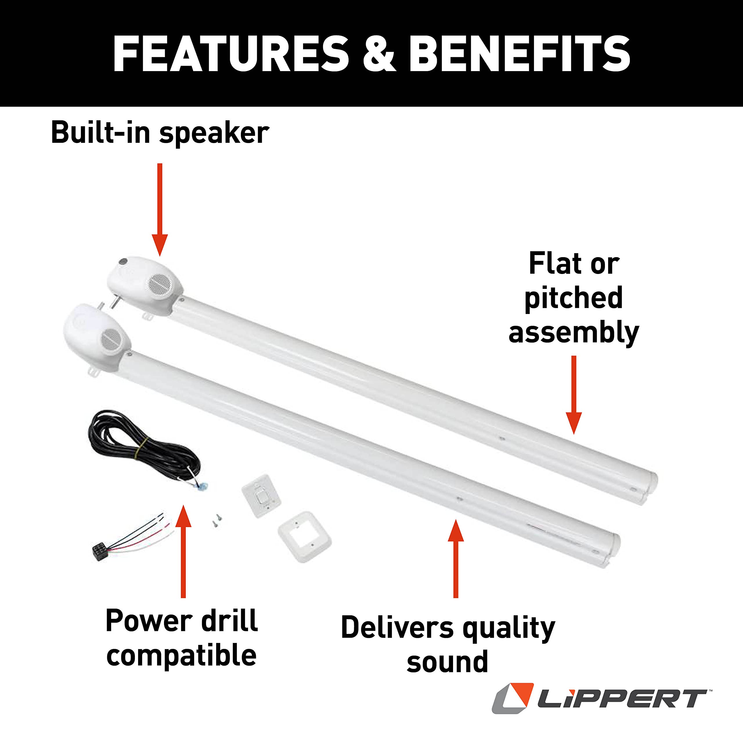 Speaker Head Power Hardware Kit Solera® for Flat Awnings (69" Arms) White
