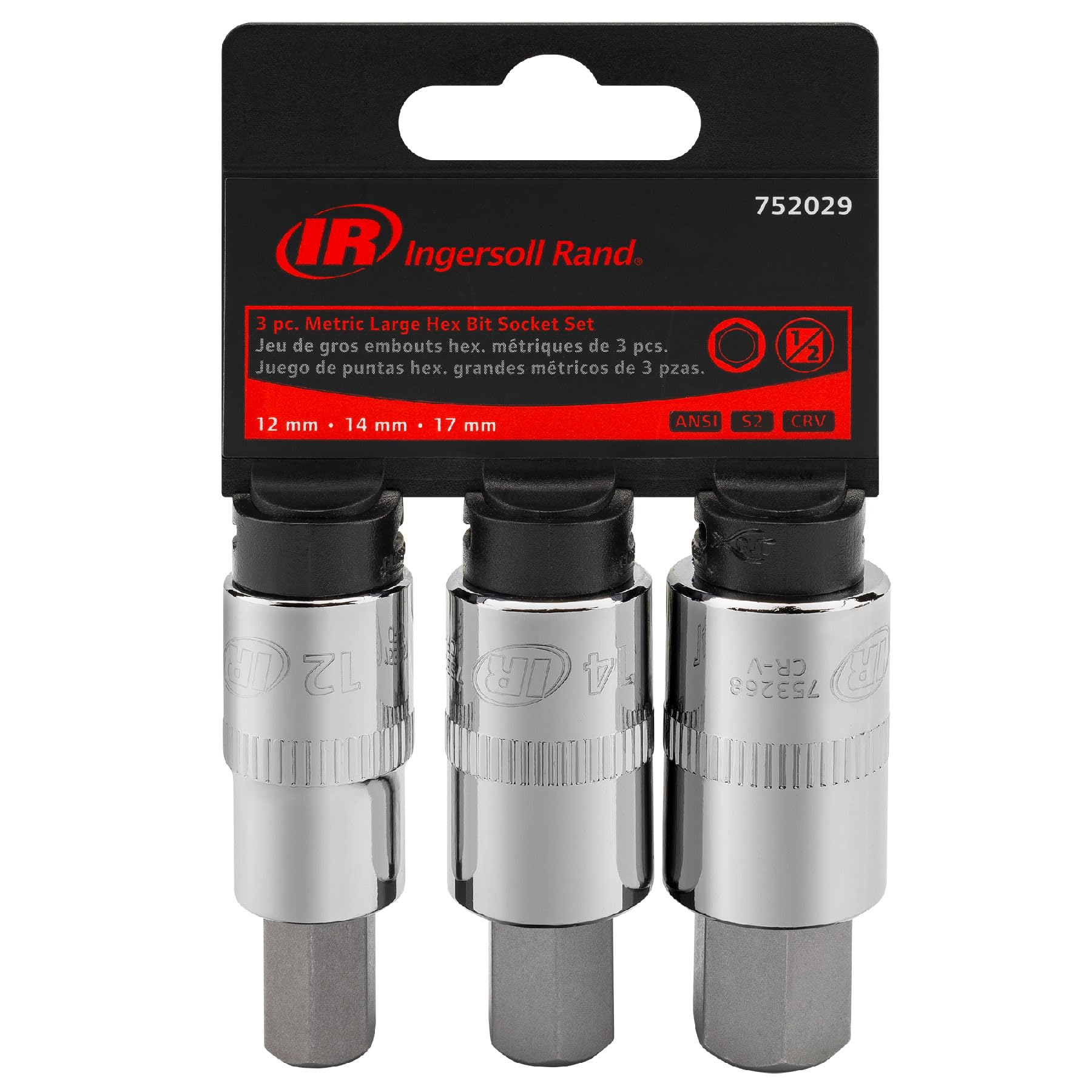Ingersoll Rand 1/2 in. Drive 3 Pc. Hex Bit Socket Set - Metric- 752029