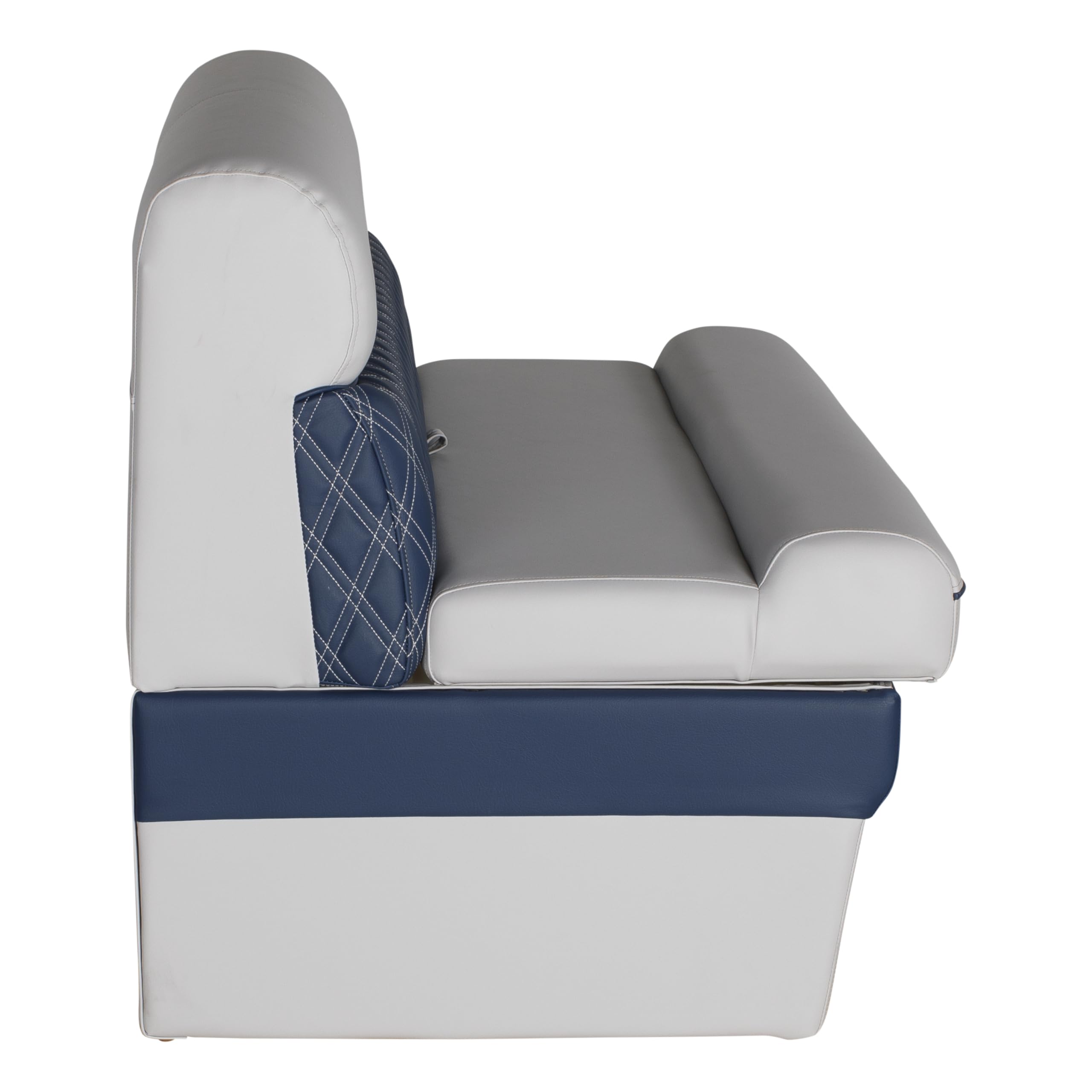 Lippert 48" Straight Sunset Collection Pontoon Bench Seat, Contoured Foam Cushioning, Durable Marine-Grade Vinyl, Built-In Dry Storage, Poly Frame, 48"L x 28"W x 30"H - 2024021395