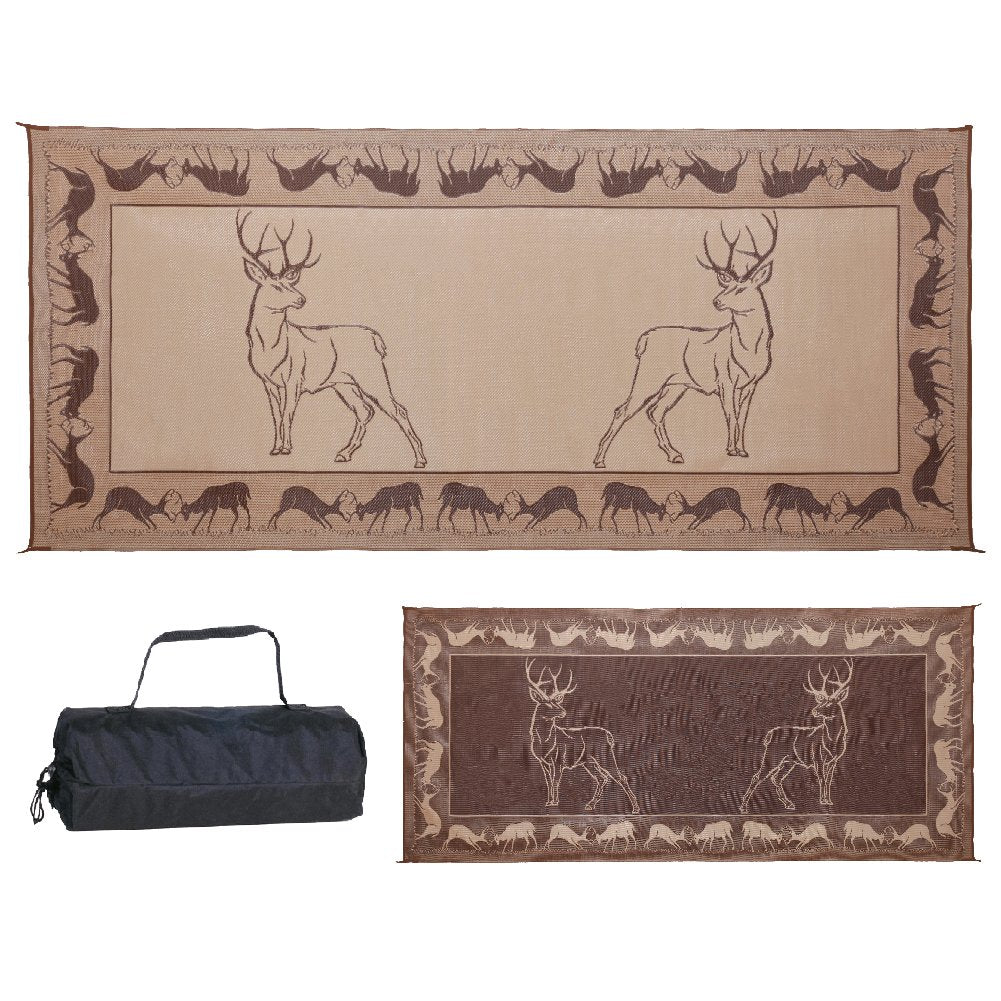 Camping Stylish PE1 Black /Brown/Beige 8-Feet x 18-Feet Deer Mat