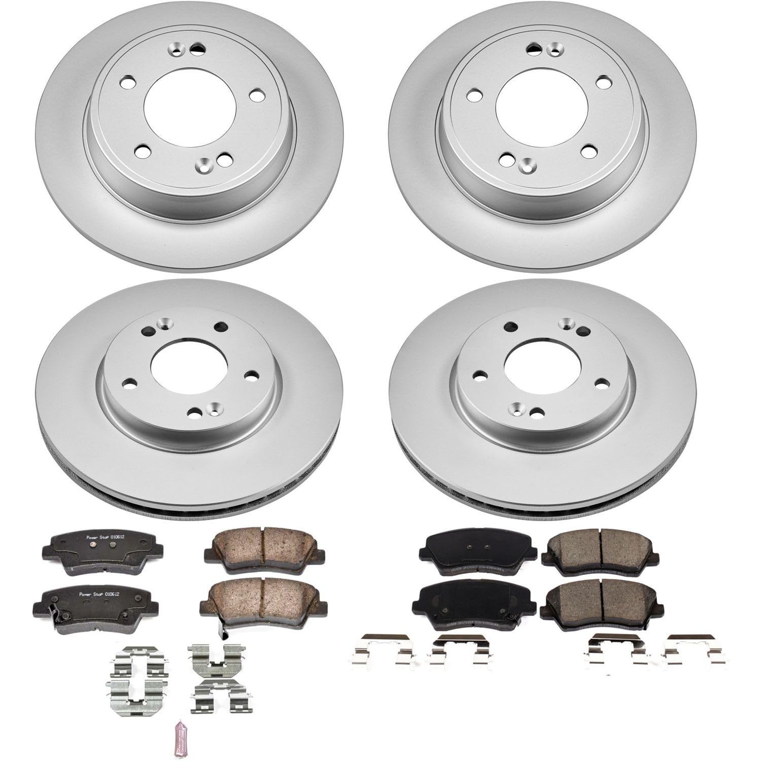 Power Stop Coated Rotor CRK8163 Front & Rear Brake Kit- Coated Brake Rotors and Z17 Ceramic Brake Pads