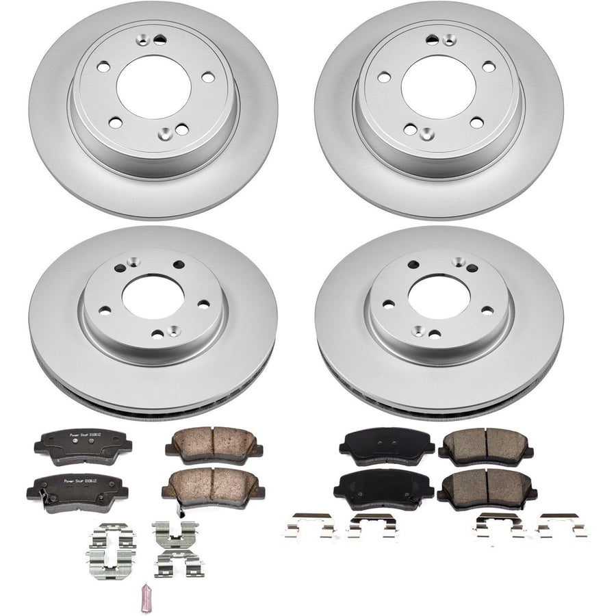 Power Stop Coated Rotor CRK8163 Front & Rear Brake Kit- Coated Brake Rotors and Z17 Ceramic Brake Pads