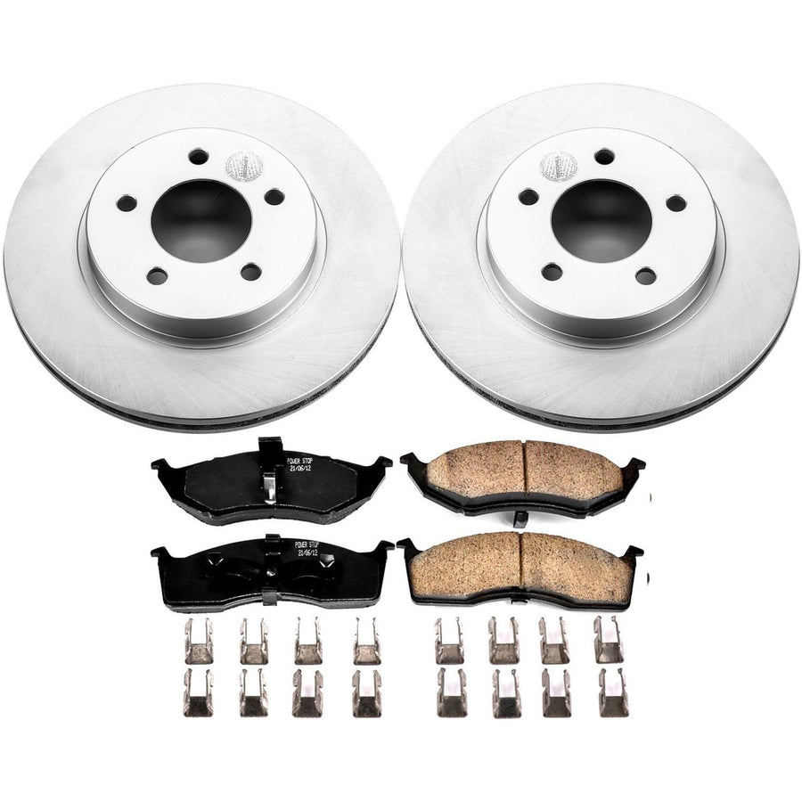 Power Stop CRK1694 Brake Pads and Coated Brake Rotor- Front For Chrysler Concorde 1998-2004 | Dodge Intrepid 1998-2004 [Vehicle Specific]