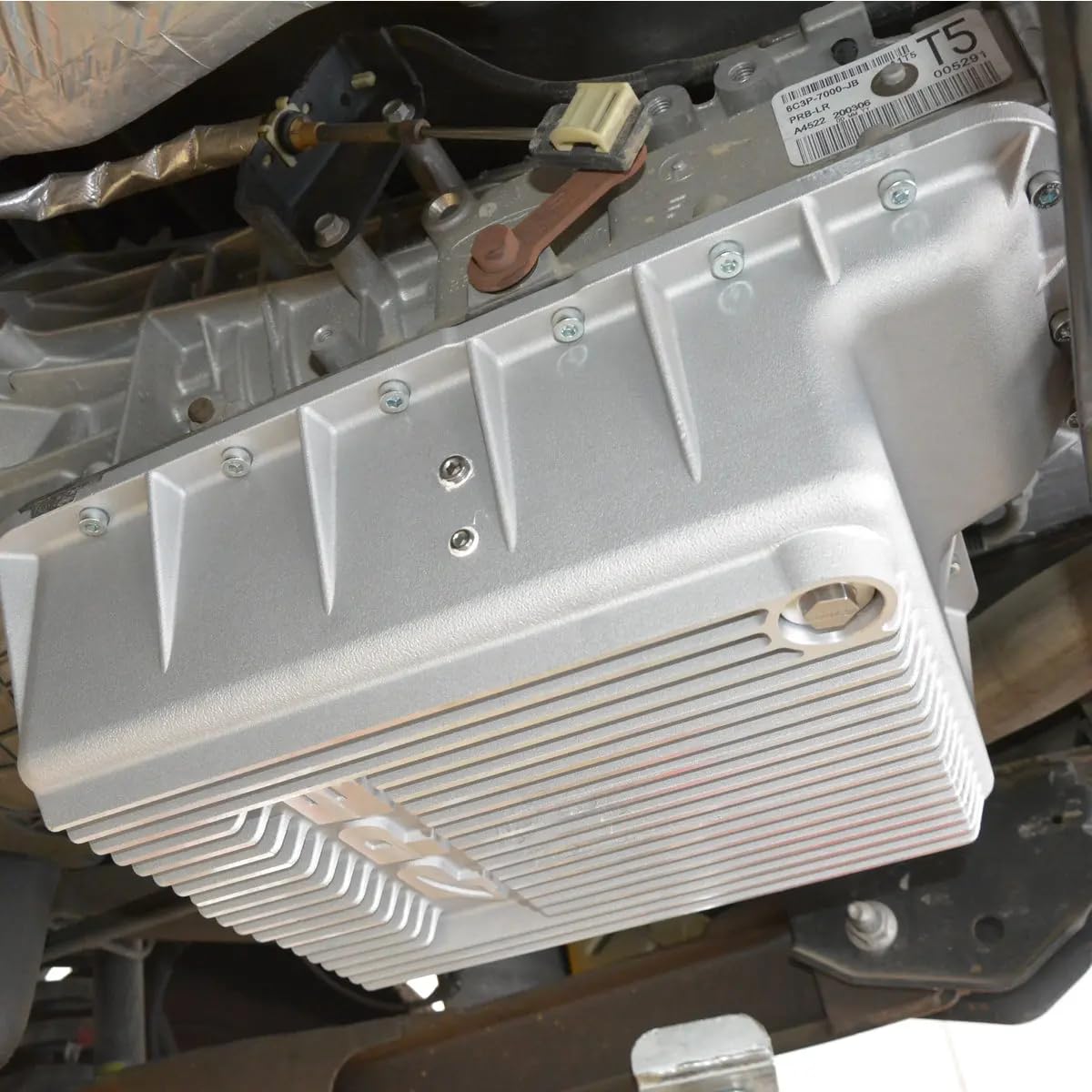 Heavy Duty PPE Cast Aluminum Deep Transmission Pan (Brushed) 328051010 Compatible for Ford 2003-2007 Super Duty with 5R110 Transmission
