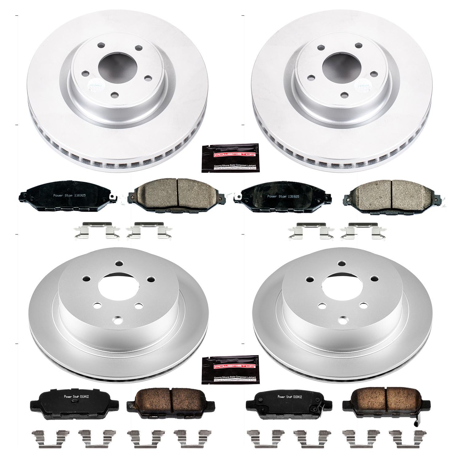 Power Stop CRK6497 Brake Kit Front and Rear Z17 Evolution Geomet Coated Brake Rotors and Brake Pads For Infiniti Q50 Q60 QX60 Nissna Murano Pathfinder