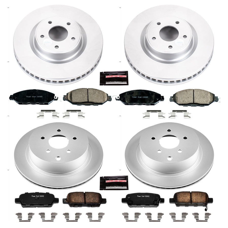Power Stop CRK6497 Brake Kit Front and Rear Z17 Evolution Geomet Coated Brake Rotors and Brake Pads For Infiniti Q50 Q60 QX60 Nissna Murano Pathfinder