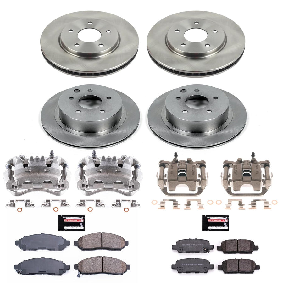 Power Stop Autospecialty KCOE8272 Front and Rear Brake Caliper Kit- OE Brake Rotor, Brake Pads & Calipers For Nissan LEAF 2011-2014 [Model Specific]
