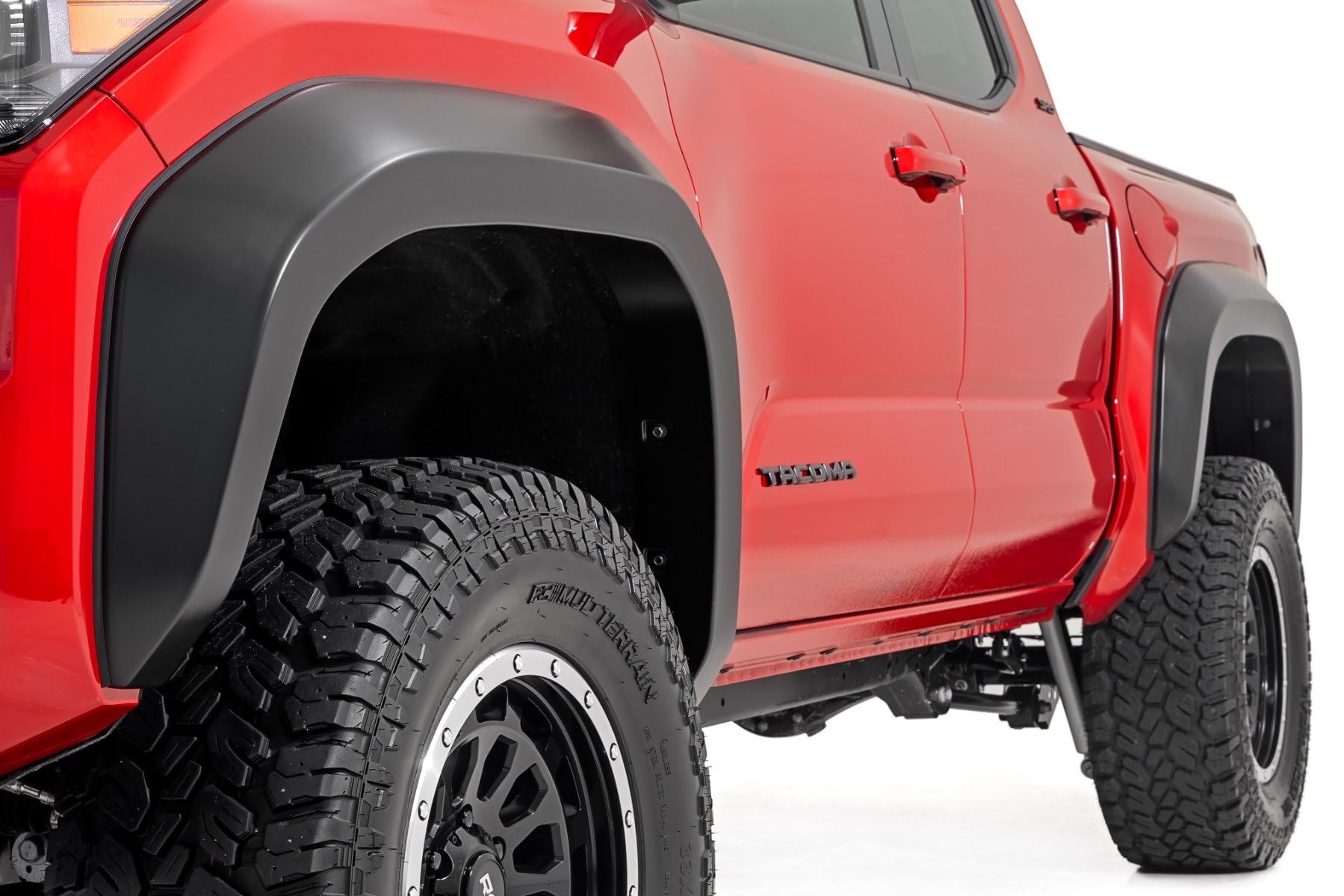 Rough Country Fender Flares Sport Style for Toyota Tacoma (2024-2025) - 1.75" Extra Tire Coverage, UV-Resistant ABS, Flat Black (Set of 4)