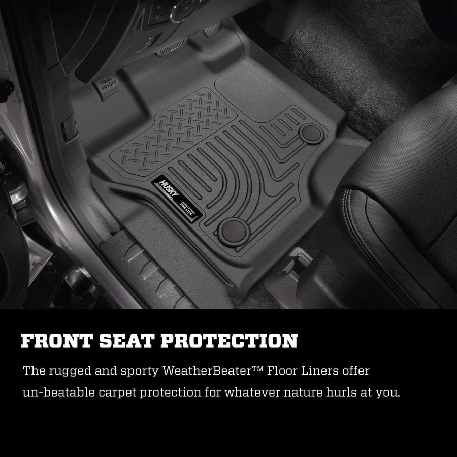 Weatherbeater Husky Liners | Fits 2012-2016 Ford F-250/F-350 Crew Cab w/DS Ft Rest & w/o Manual Shifter-Front & 2nd Row Liner (Footwell Coverage)-Grey, 3 pc. | 99712
