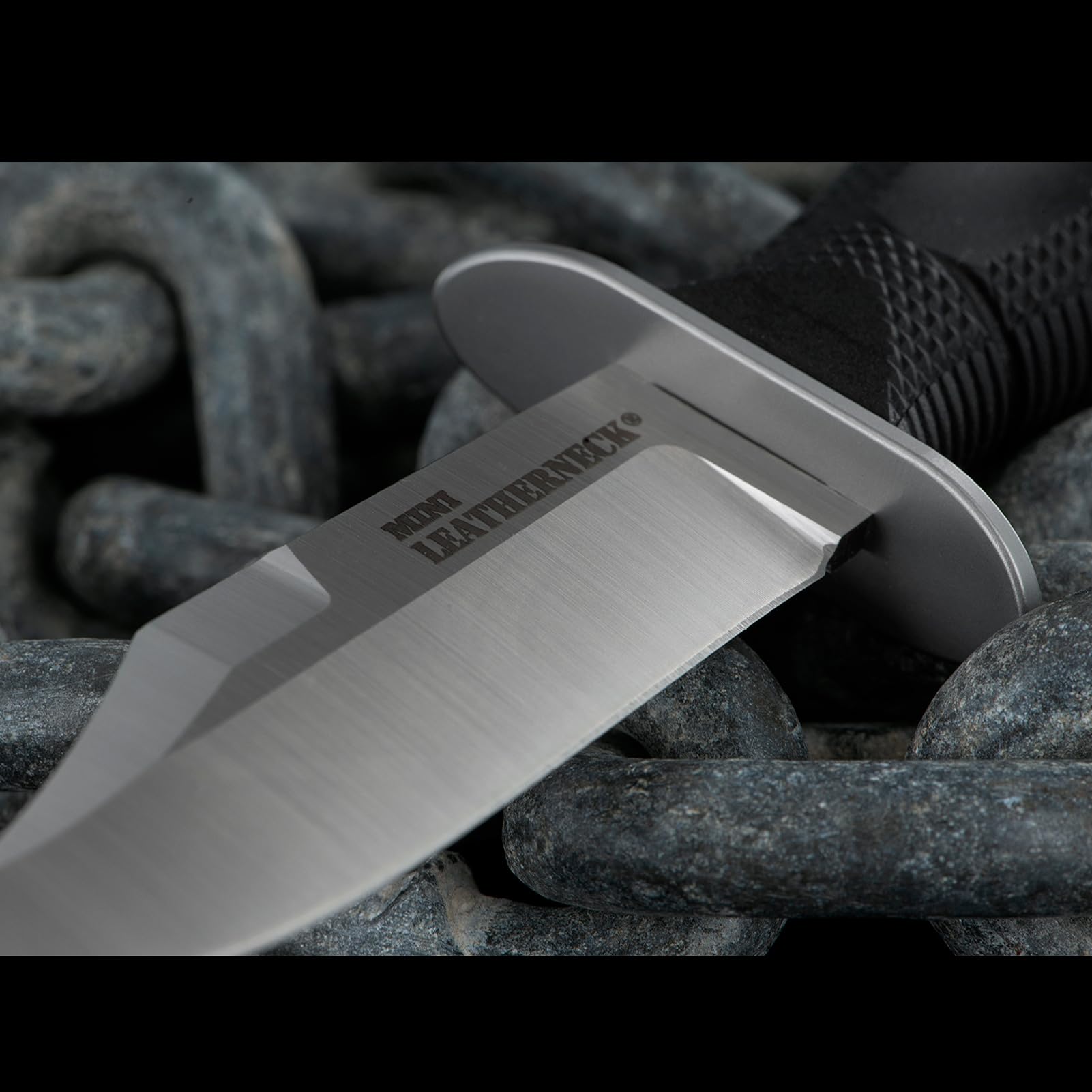 Cold Steel Clip Point Mini Leatherneck Compact Lightweight 3.5" 8CR13MOV Steel Fixed Blade Outdoor Hunting Utility Knife, 3.25" Textured Ergonomic Kray-Ex Handle, Secure-Ex Sheath