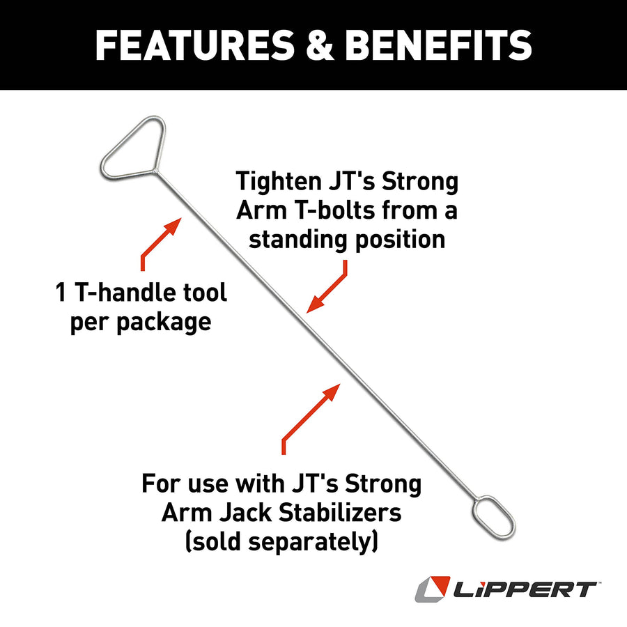 RV Jack Stabilizer JT's Strong Arm Replacement T-Handle Tightening Tool, Helps Tighten T-Bolts from a Standing Position - 314602