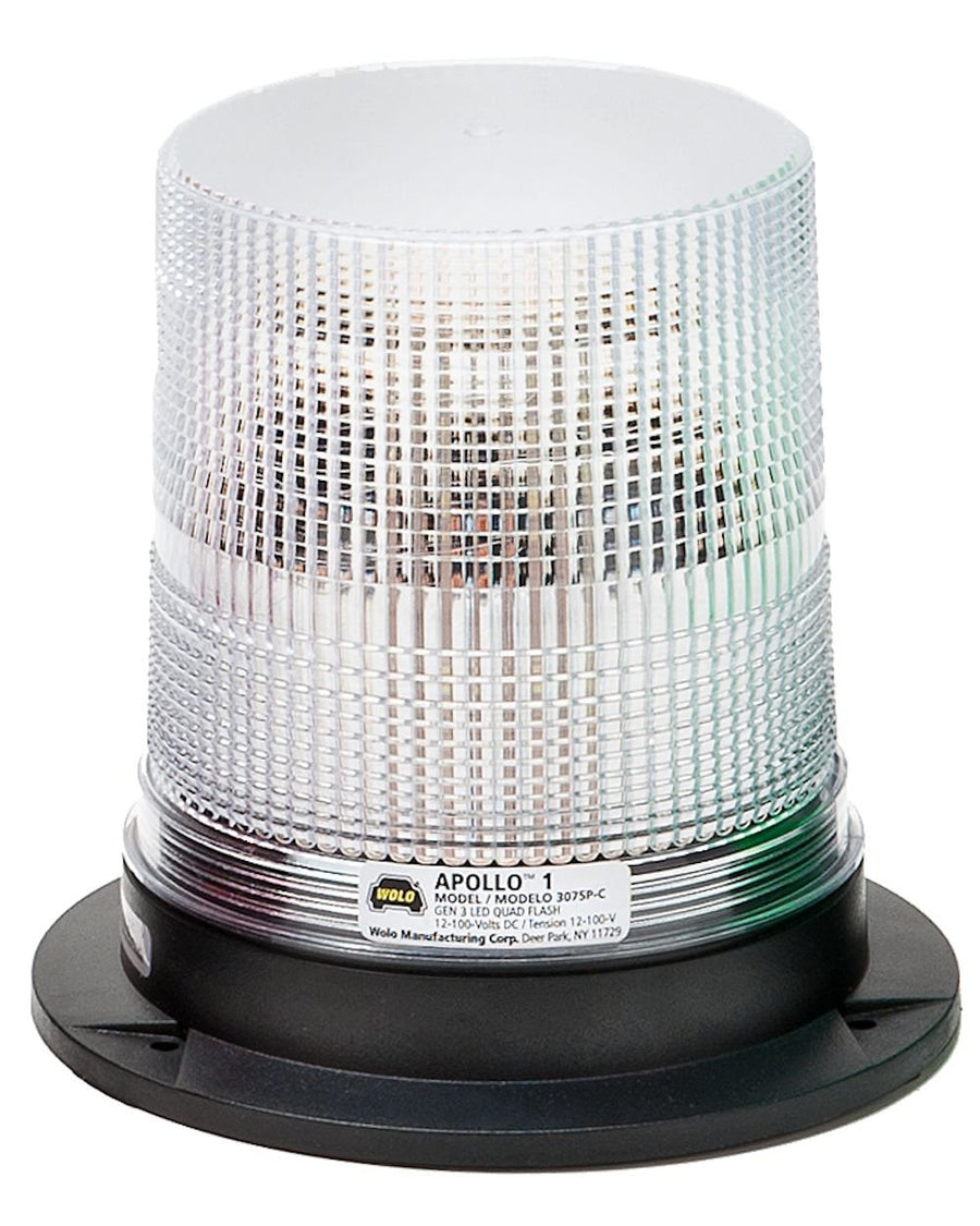 Apollo 1 GEN 3 Emergency Warning Light - Wolo (3075P-C) Clear Lens, Permanent Mount