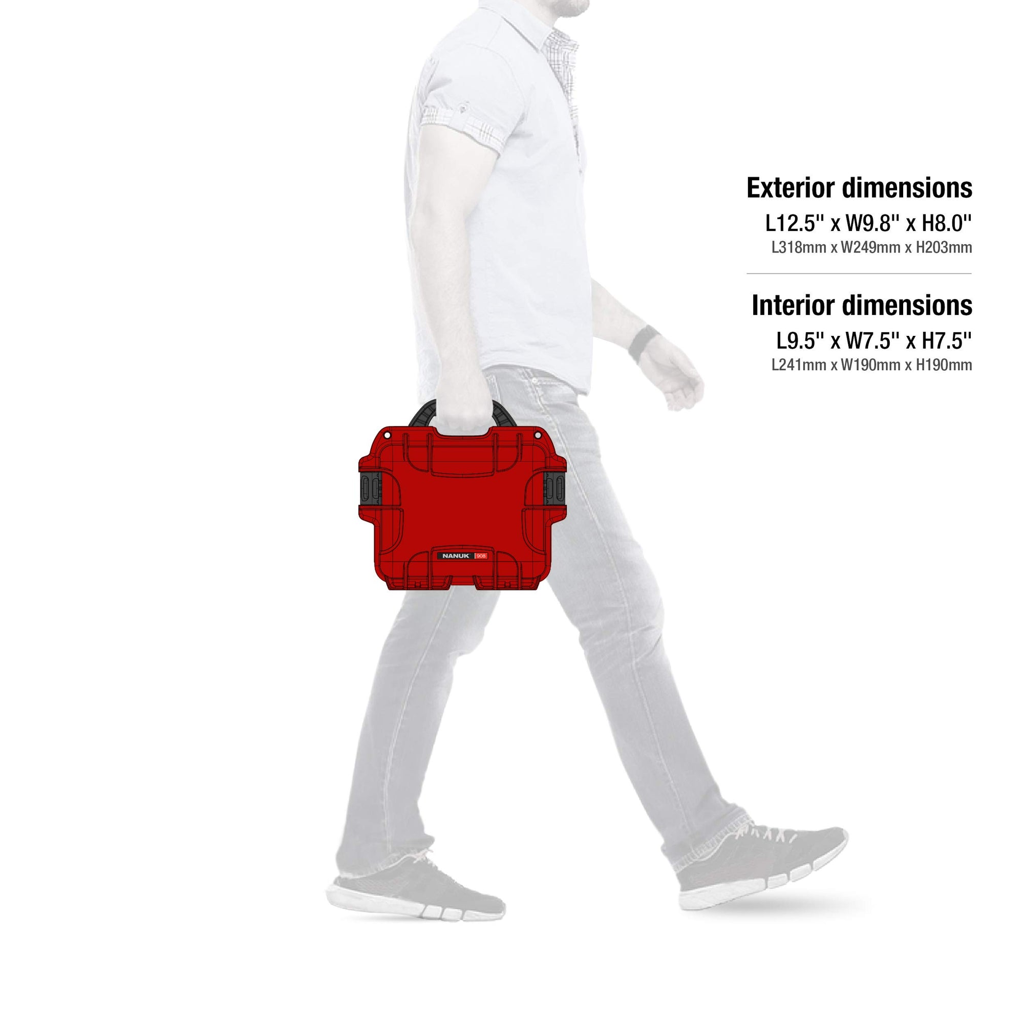 Waterproof Nanuk Hard Case 908 with Foam Insert - Red