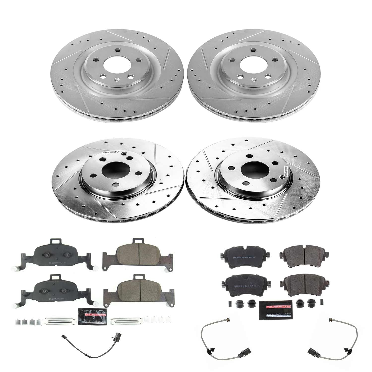 Z23 Power Stop K8552 Front and Rear Brake Kit-Drilled/Slotted Brake Rotors & Carbon Ceramic Brake Pads For Audi Q5 2018-2020 [Model Specific]