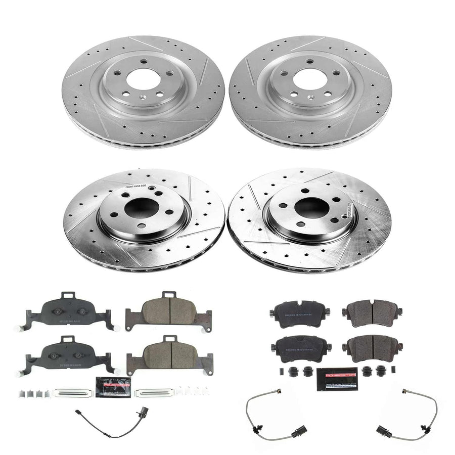 Z23 Power Stop K8552 Front and Rear Brake Kit-Drilled/Slotted Brake Rotors & Carbon Ceramic Brake Pads For Audi Q5 2018-2020 [Model Specific]