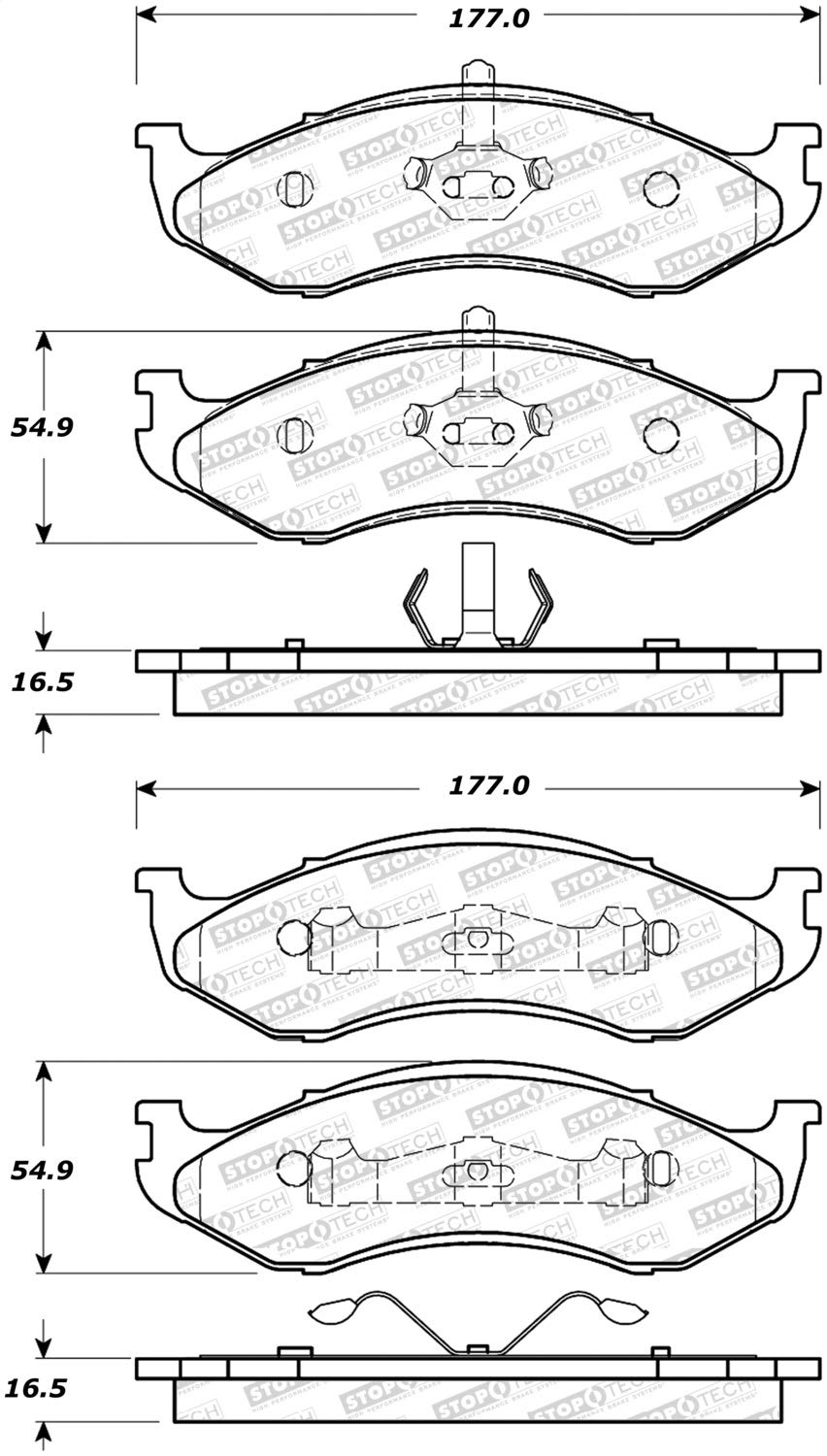 Front StopTech 308.04770 Brake Pads with Shims and Hardware Street