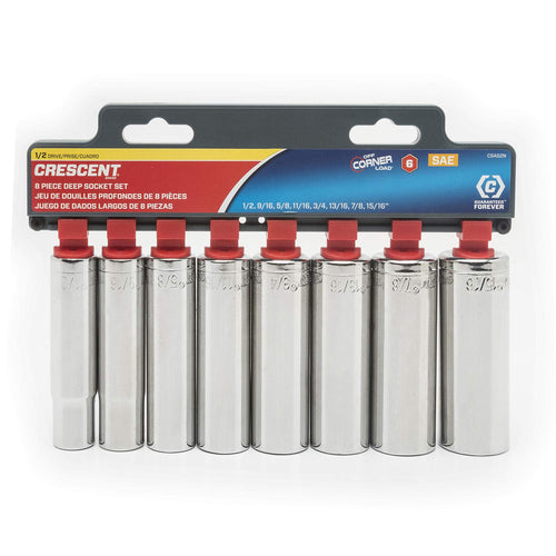 Crescent 1/2" Drive 8 Pc. 6 Point Deep SAE Socket Set - CSAS2N