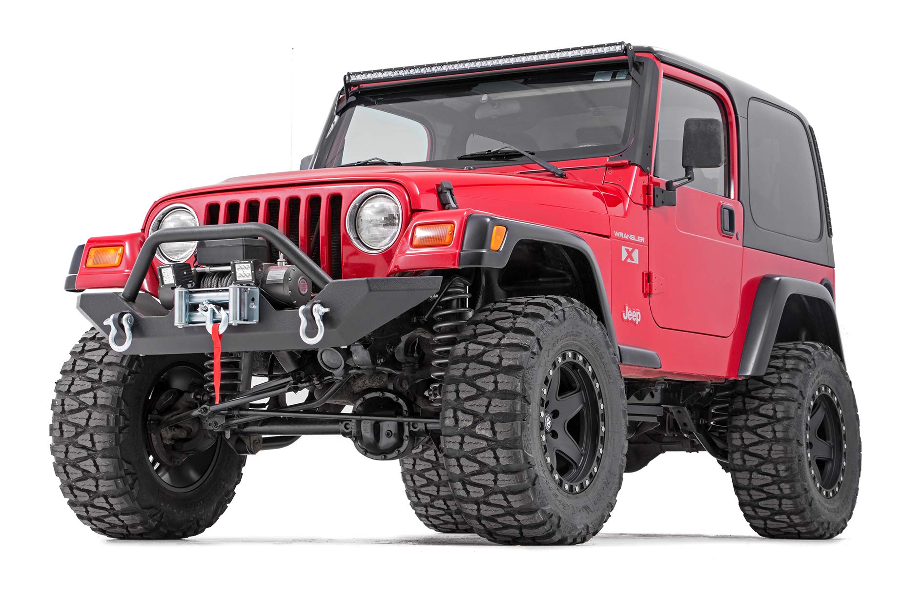 50" Rough Country LED Light Bar Upper Windshield Mounts for Jeep Wrangler TJ (1997-2006) - LED Bar Mounting Brackets, Pair