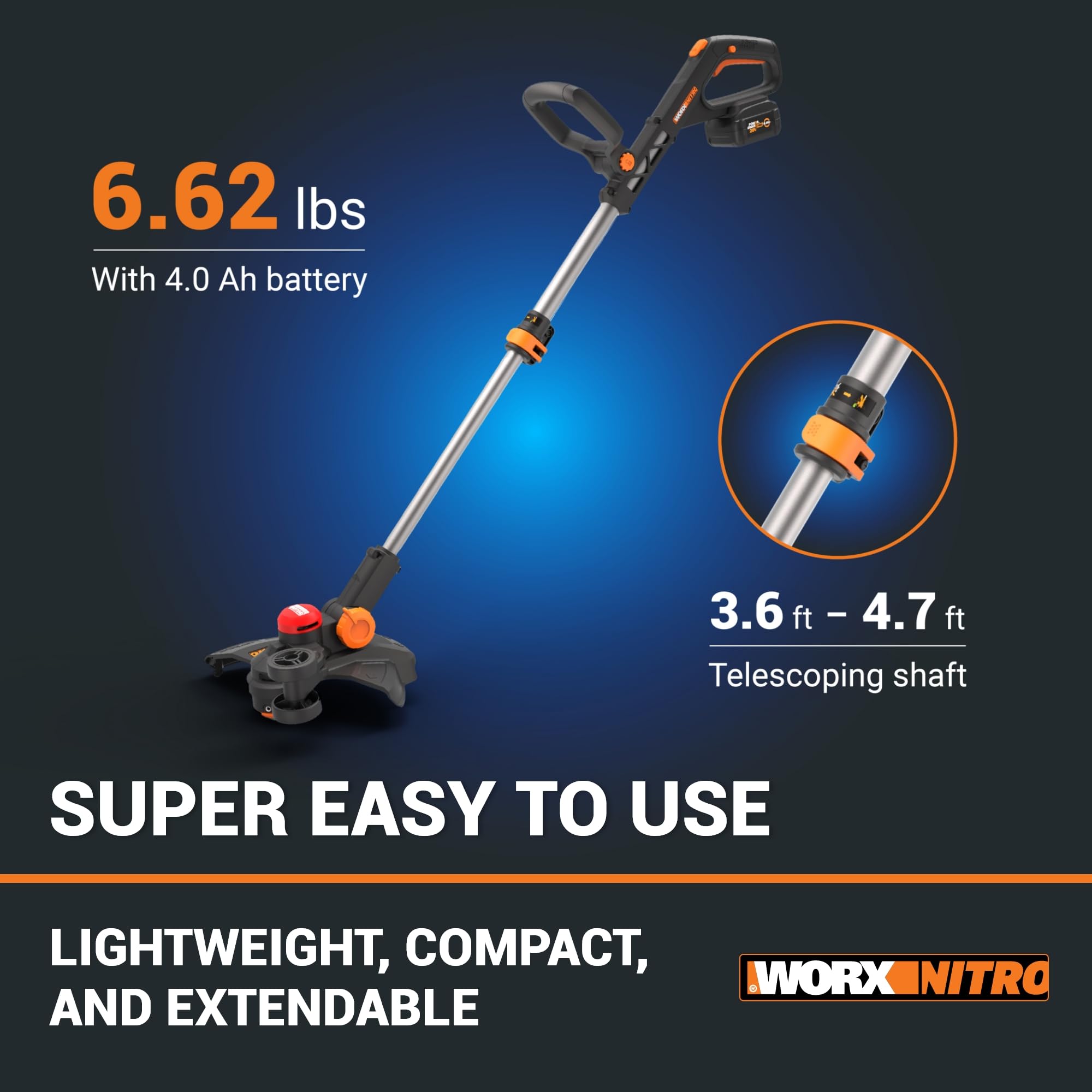 Worx 20V Nitro 13" Cordless String Trimmer with Brushless Motor, 3-in-1 Grass Trimmer Edger Mini-Mower, Lightweight Weed Trimmer COMMAND FEED Instant Line Advancement WG173– Battery & Charger Included
