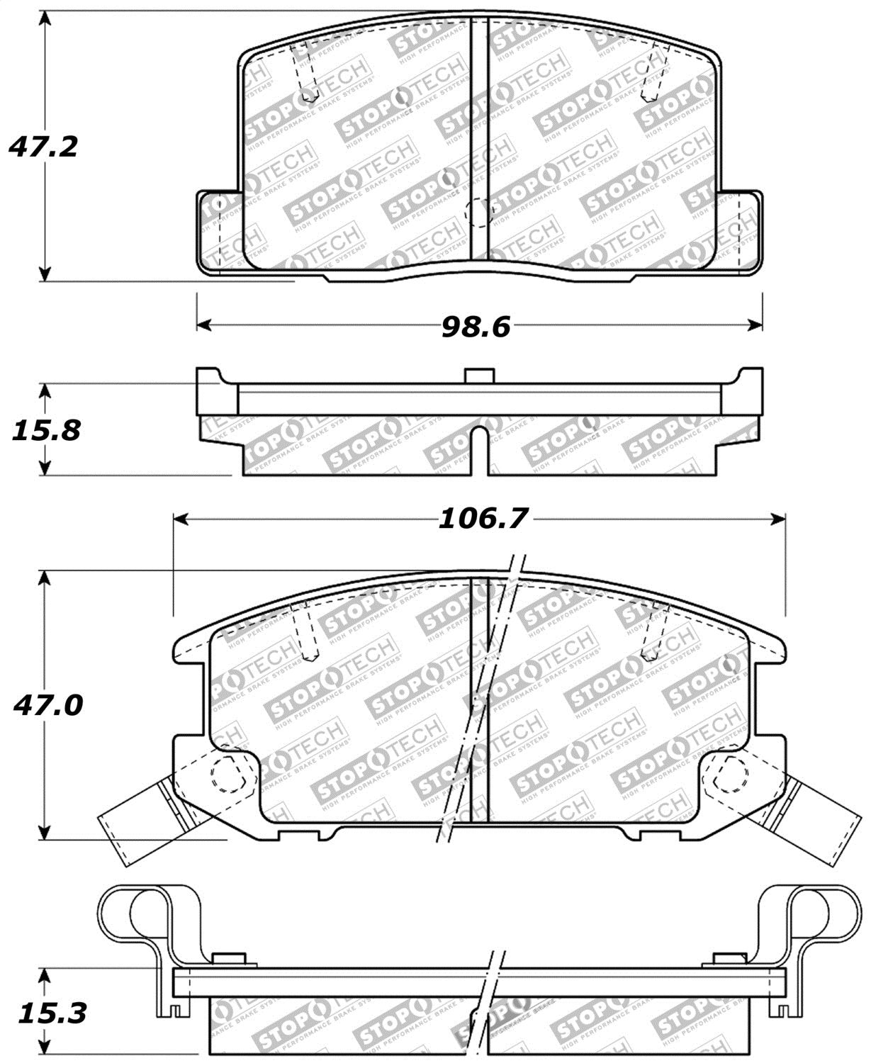 Sport Brake Pads StopTech 309.06570 with Shims and Hardware