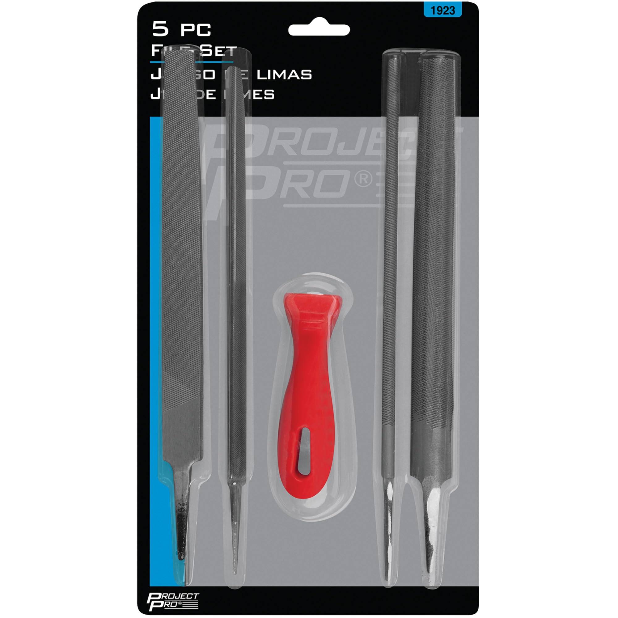 4 Pc. Performance Tool 1923 High Impact Plastic Handle File Set with Hardened Carbon Steel Body for Durable and Reliable Performance