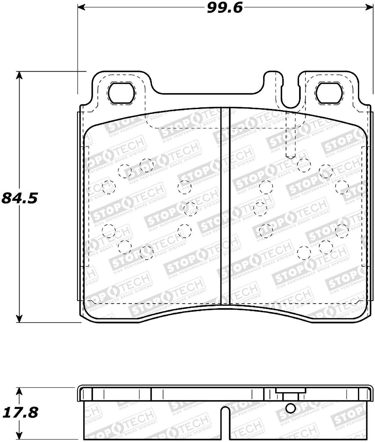 Front StopTech 308.05770 Brake Pads with Shims and Hardware Street