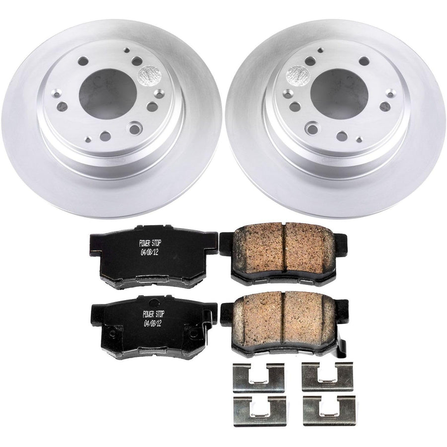 Coated Brake Rotor and Ceramic Brake Pads Power Stop CRK3153- Rear For Acura Legend 1991-1995 [Model Specific]
