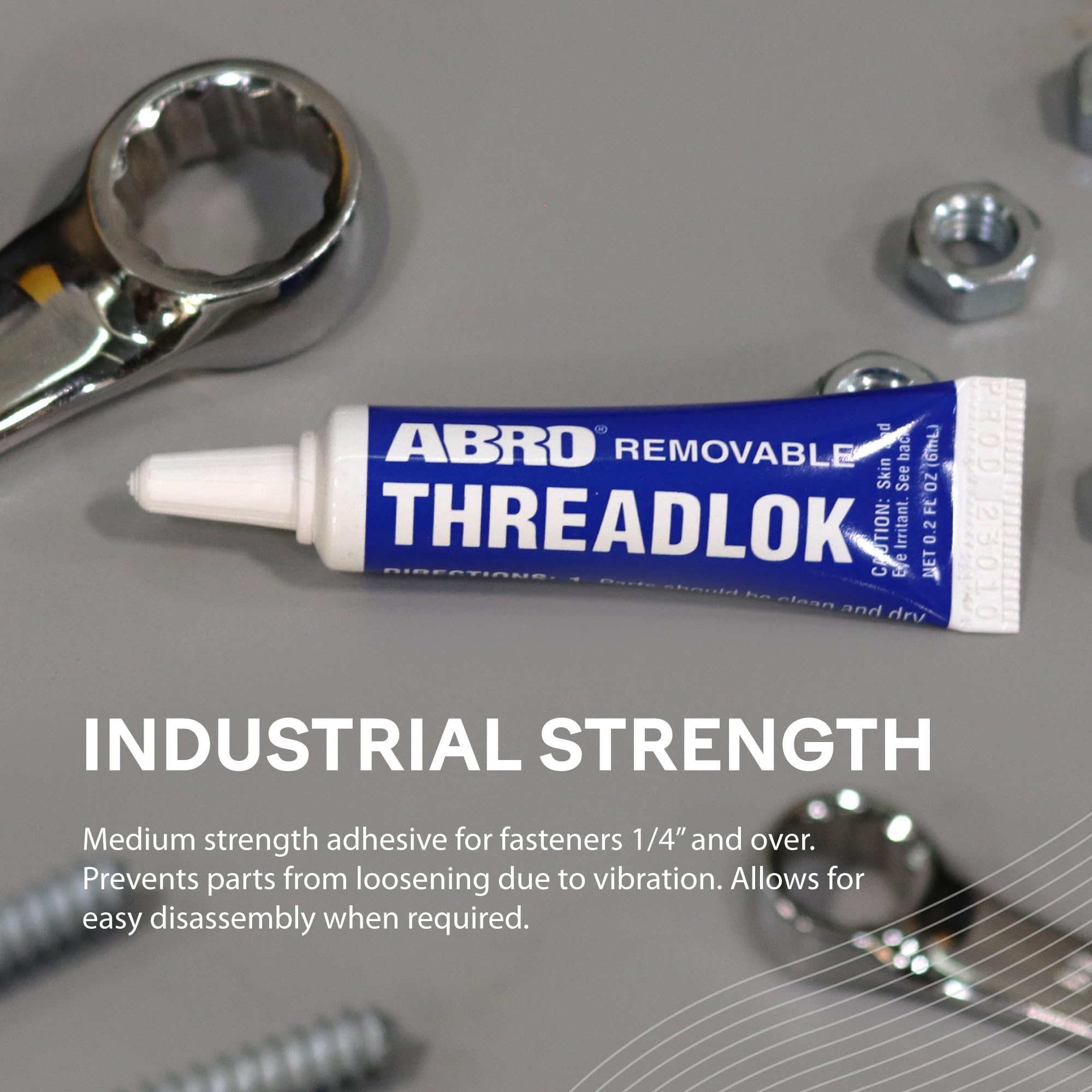 Medium Strength ABRO Threadlok Blue Removable, Versatile Thread Locker Sealant, Temperature-Resistant, Removable Thread Locker for Metal Fasteners, Long-Lasting Bond, Threadlocker Blue