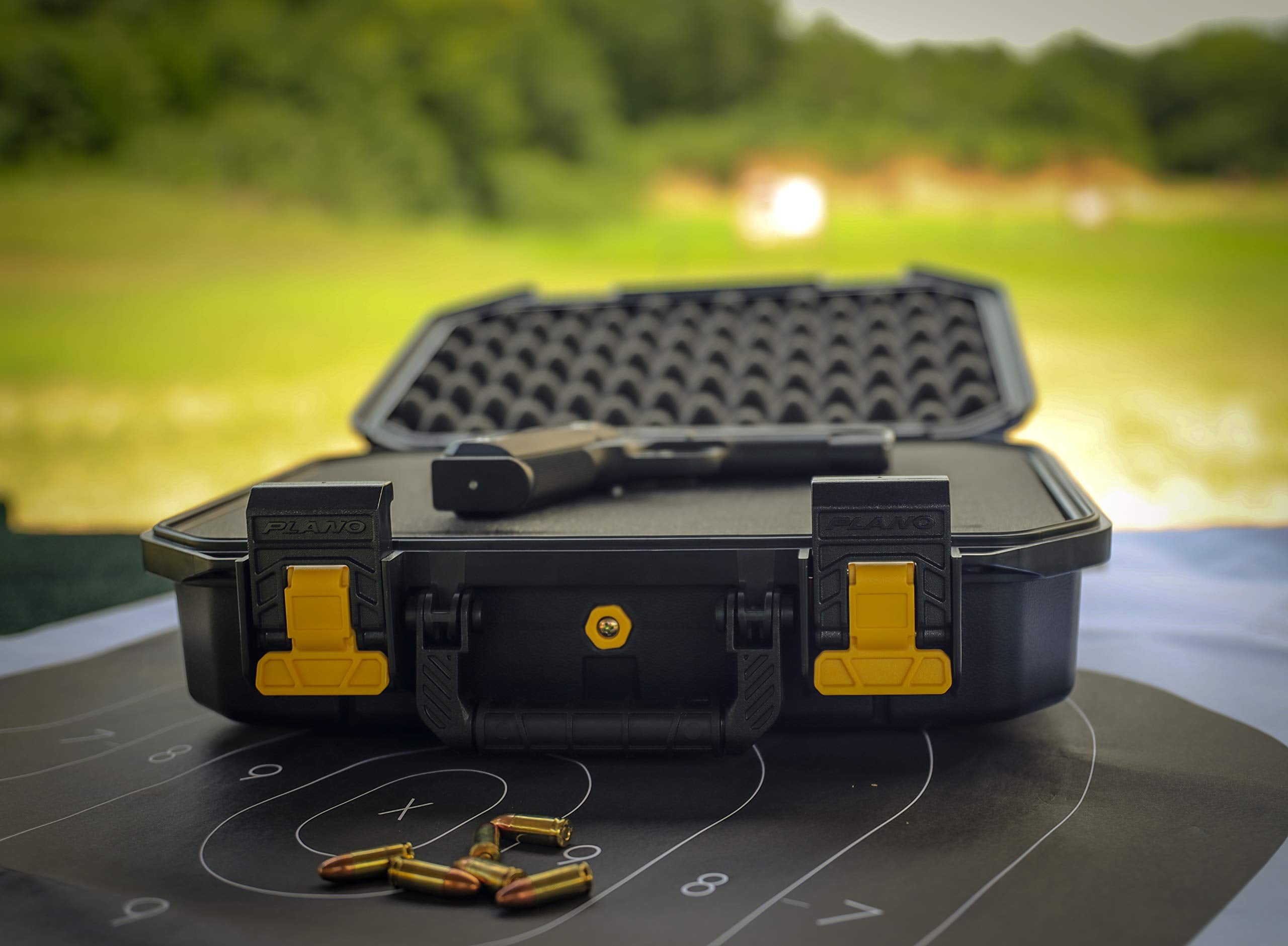 Plano Double All-Weather Pistol Case Watertight & Dust-Proof Gun Case for Two Pistols; High Density Pluck Foam, Black; Continuous Dri-Loc Seal