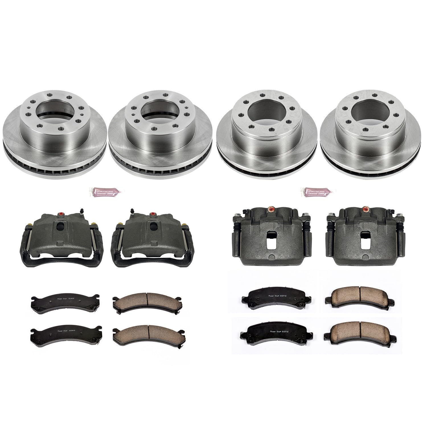 Power Stop KCOE2075 Front & Rear Brake Caliper Kit- Brake Rotors, Ceramic Brake Pads, Brake Calipers Autospeciality