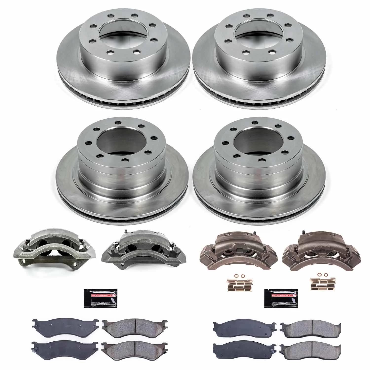 Power Stop KCOE5468A Front and Rear Brake Caliper Kit- Brake Rotors, Brake Pads & Calipers For Dodge Ram 3500 2003-2008 [Model Specific]