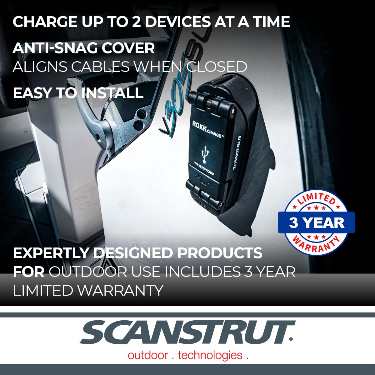Scanstrut ROKK Charge+ Waterproof Dual USB Fast Charge Socket SC-USB-02