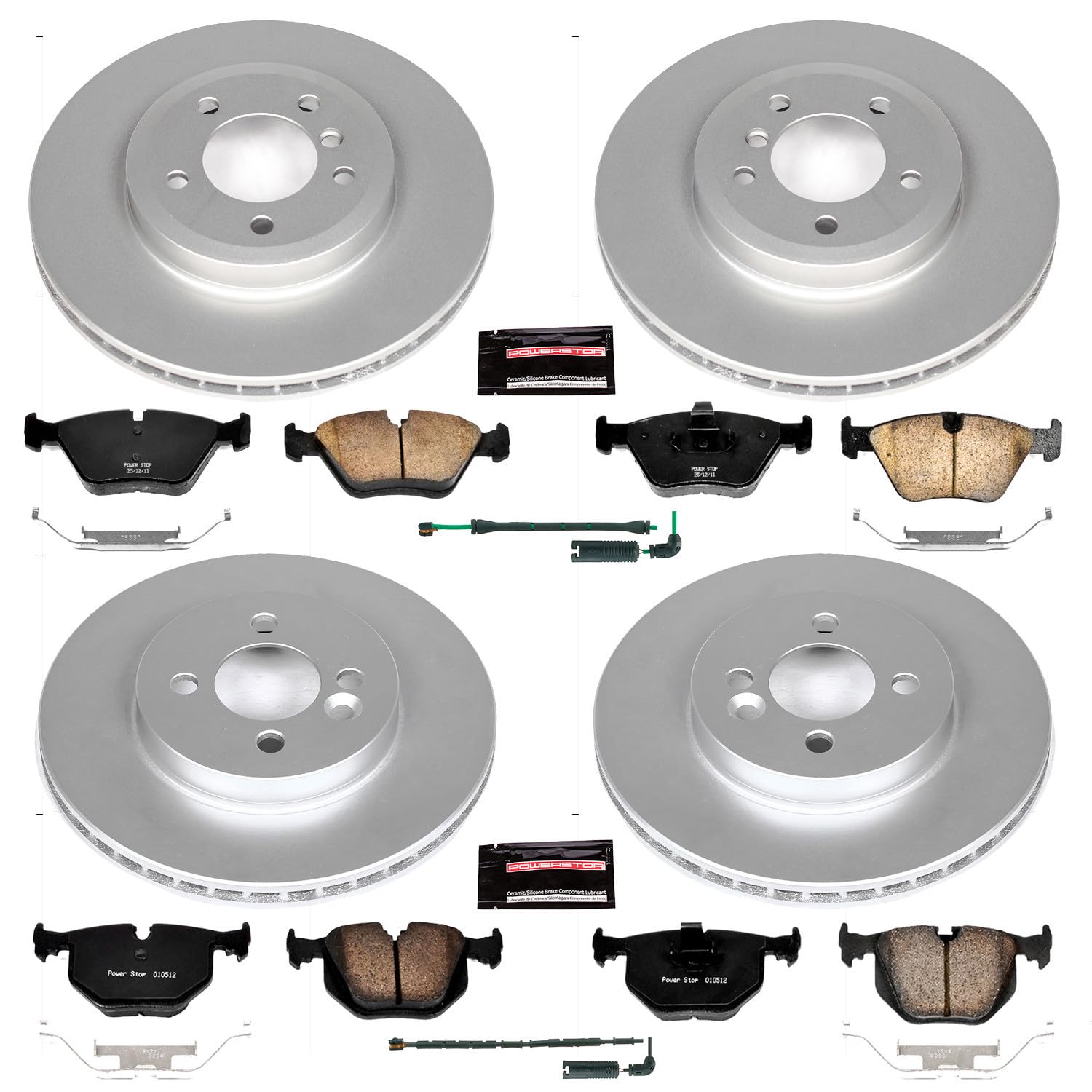 Power Stop Z23 Evolution Geomet® Coated Brake Kit and 1 Front & 1 Rear Sensor Wires CRK5728
