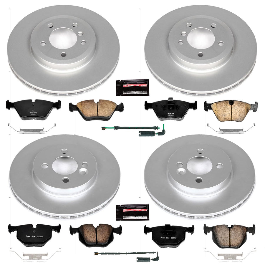 Power Stop Z23 Evolution Geomet® Coated Brake Kit and 1 Front & 1 Rear Sensor Wires CRK5728