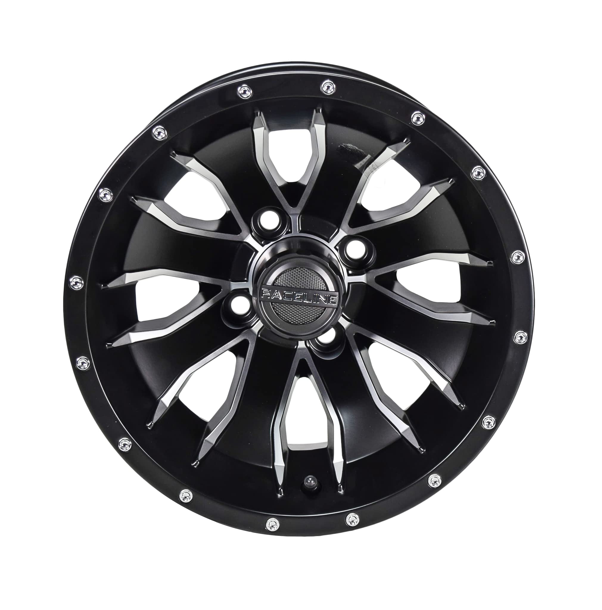 G77 Raceline Mamba Golf 12x7 4x4" -47mm Black/Machined Wheel Rim 12" Inch