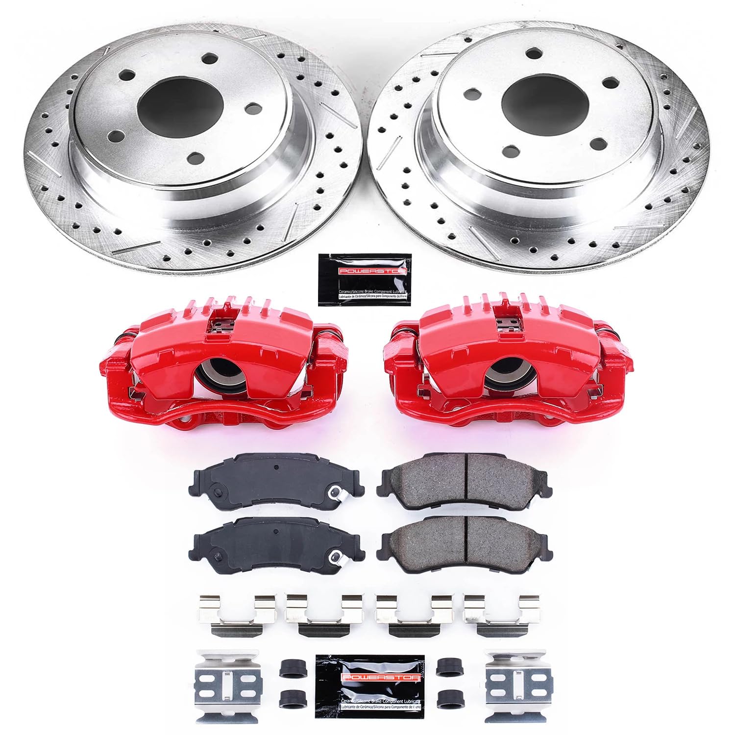 Power Stop Z23 KC2003 Rear Brake Caliper Kit- Brake Rotors, Brake Pads, Brake Calipers For Chevy Blazer, Chevy S10, GMC Jimmy, GMC Sonoma, Isuzu Hombre, Oldsmobile Bravada [Model Specific]