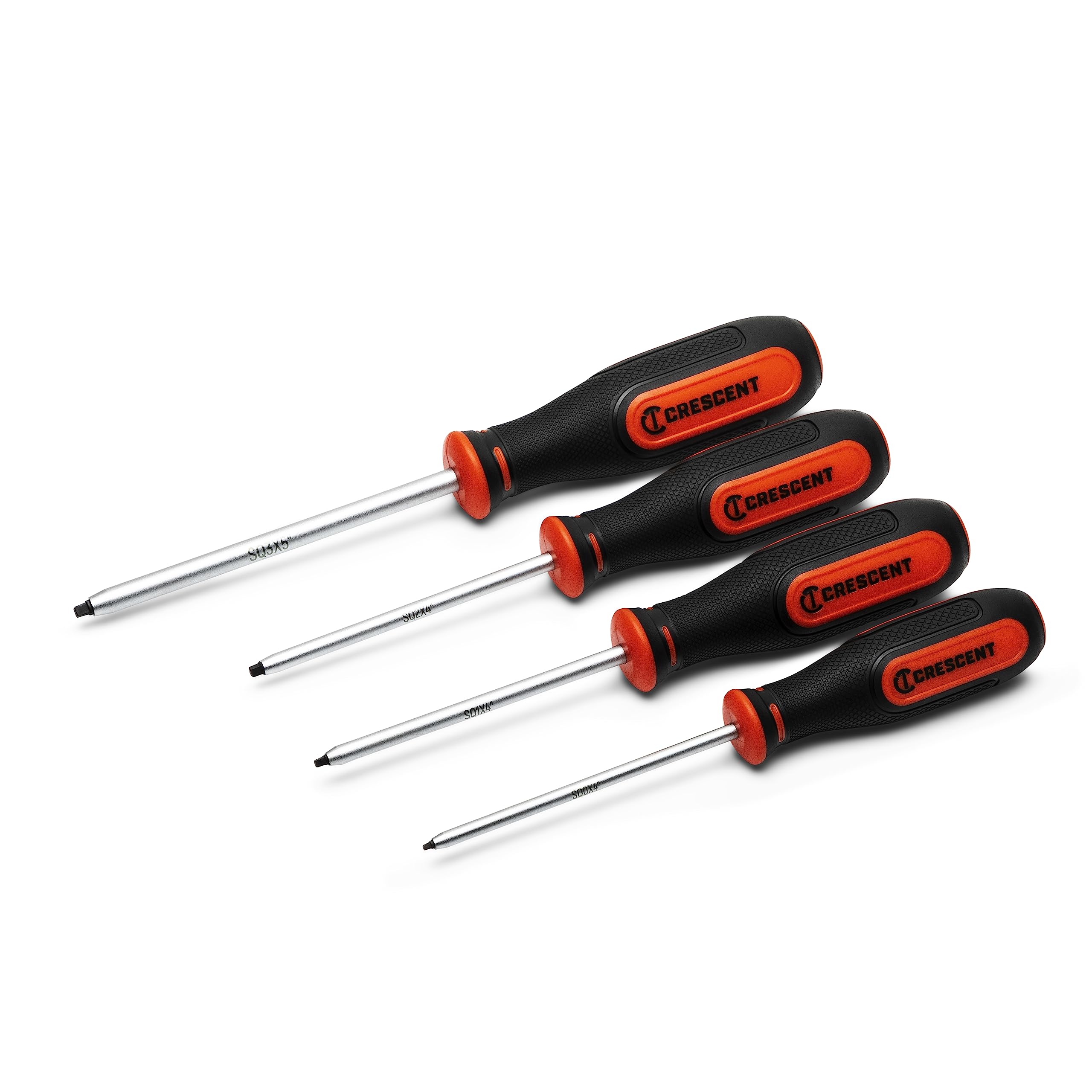 Crescent 4 Piece Square Screwdriver Set, S0x4" Square, S1x4", S2x4", and S3x5 - CSQSET4PC