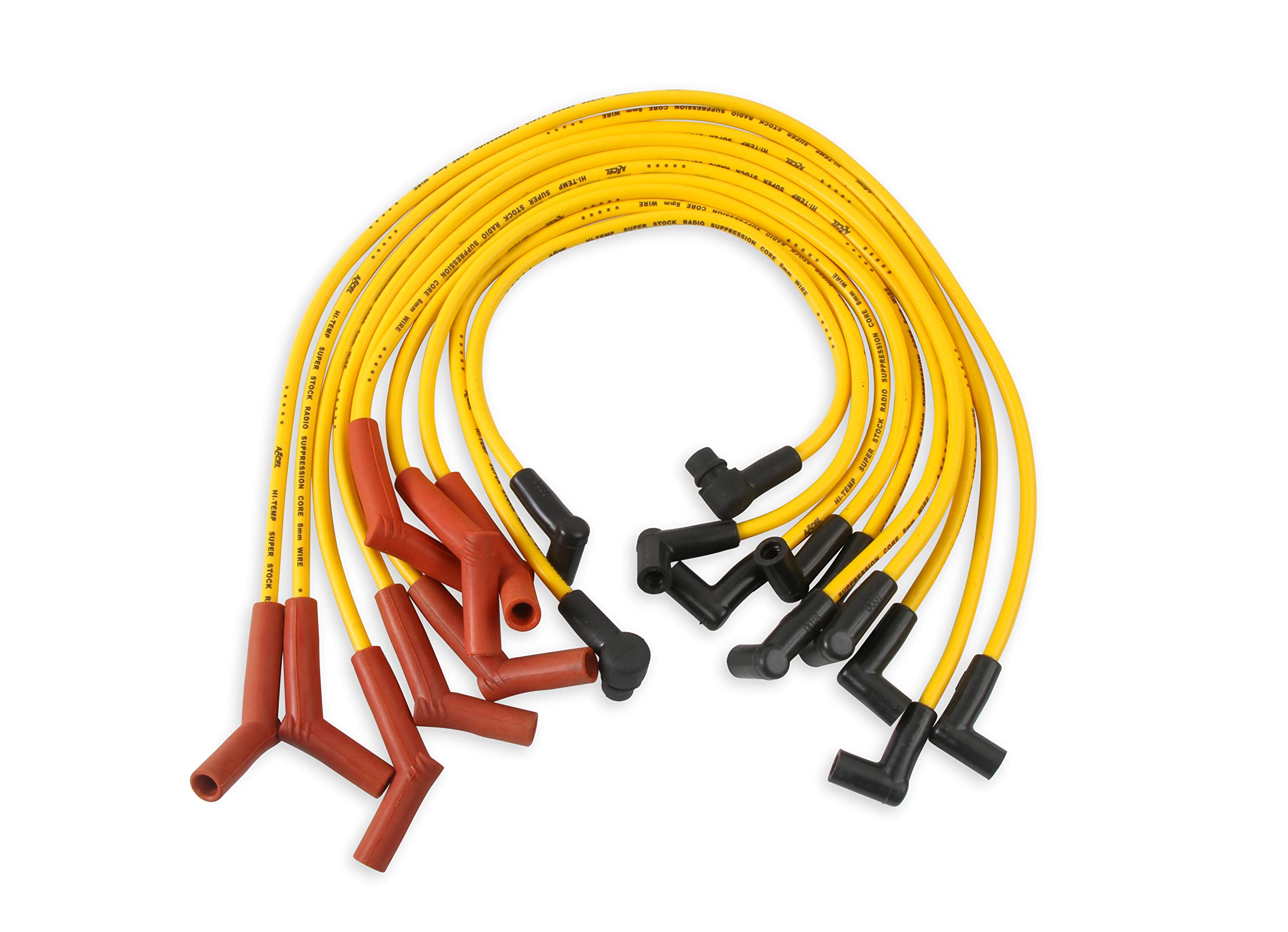 Super Stock ACCEL 4056 Spark Plug Wire Set - 8mm - Custom with Graphite Core - Yellow with HEI Stock Style Boots