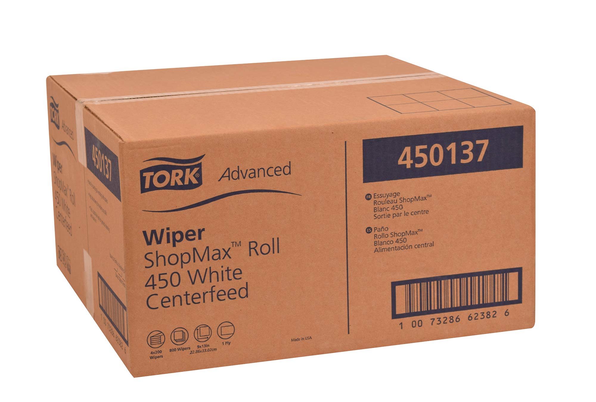 Tork Heavy Duty ShopMax Centerfeed Paper Towel White Self Dispensing, High Absorbency, 4 x 200 Sheets, 450137