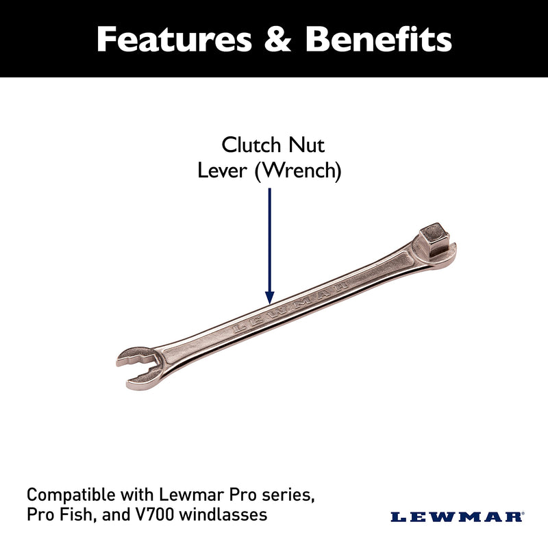 Lewmar Clutch Nut Lever Kit (Handle/Wrench) for Installation/Tensioning of Windlass Free Fall Mechanism, Compatible with V700/Pro-Series Fish - 2020200904