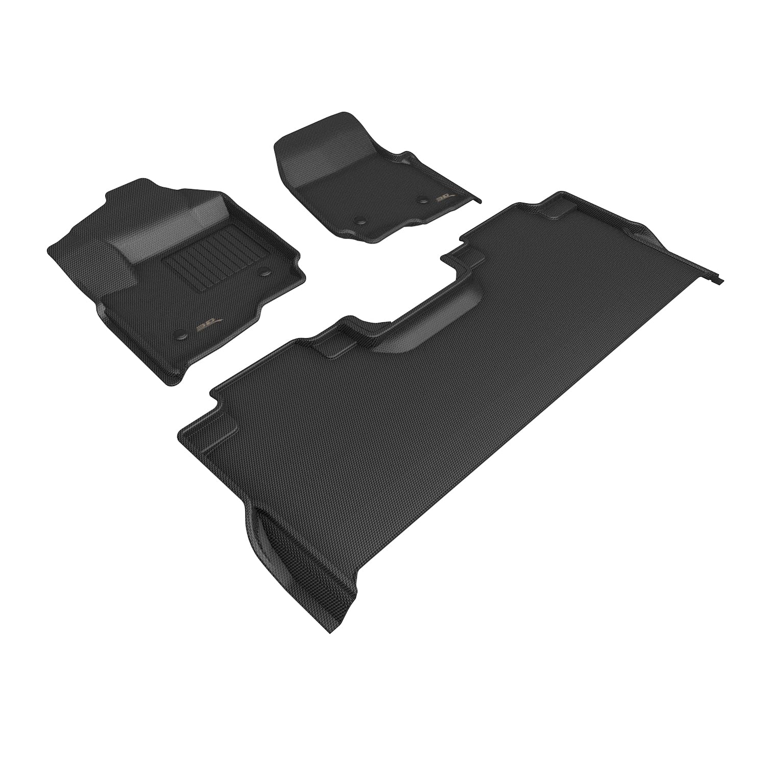 3D MAXpider Kagu Custom Fit Floor Mat (Black) Compatible with Ford F-250/350/450 Crew Cab 2023-2026 Bucket Seat (w/Vinyl Floor, Underseat Storage) - Full Set
